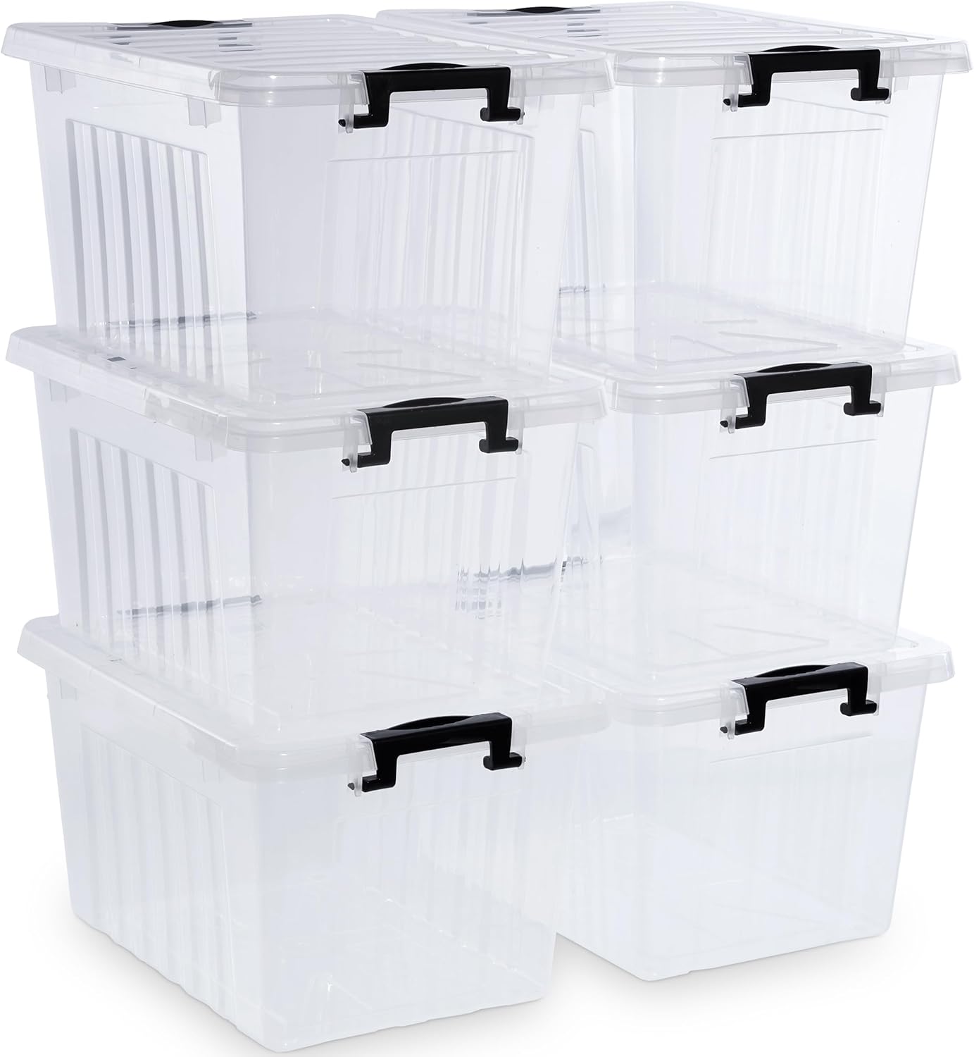 Citylife 22 QT Clear Plastic Storage Bins with Lids Stackable and Nestable Storage Boxes with Lids