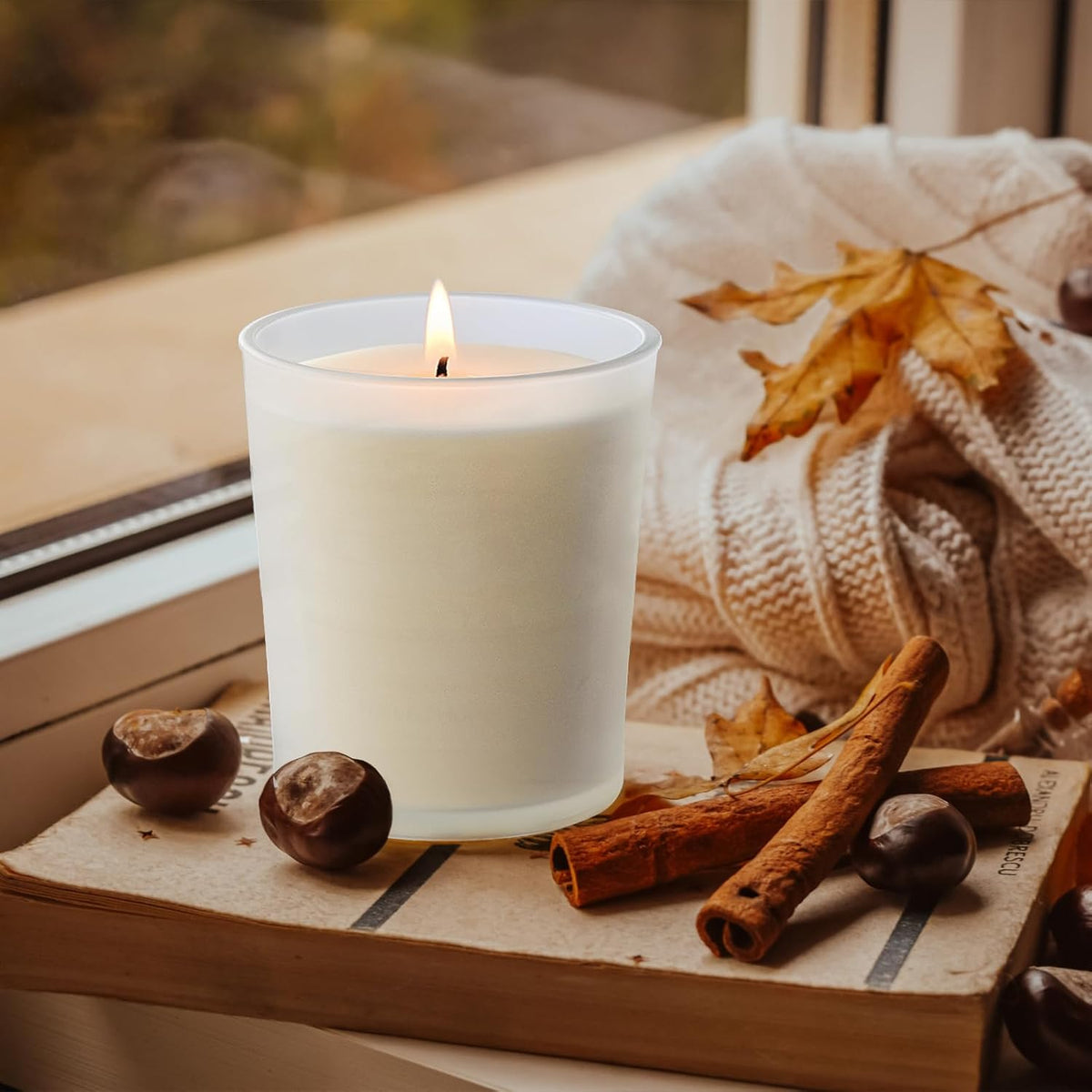 Thick Candle Jars for Making Candles 12 Pcs, 7 OZ Empty Jars with Wood Lids for Candle Making