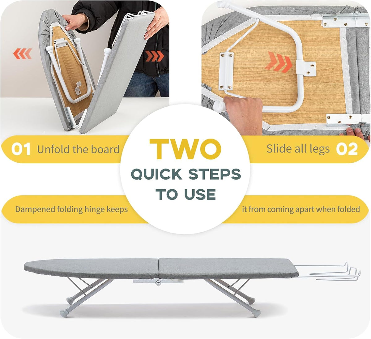 Small Ironing Board Tabletop with Iron Rest, Foldable Mini Iron Board with Cotton Cover, RAINHOL