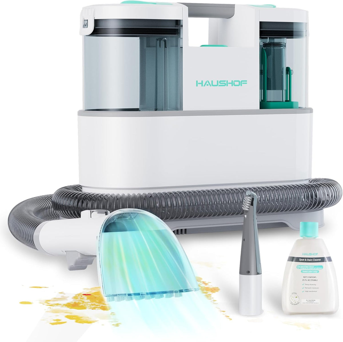 HAUSHOF Portable Carpet Spot and Upholstery Cleaner, 12Kpa Lightweight Deep Couch Cleaner Machine
