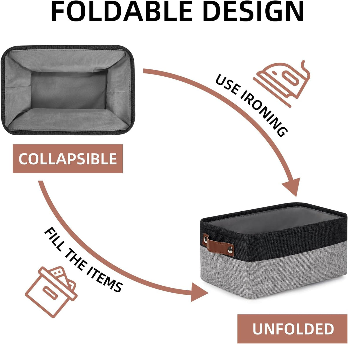 DULLEMELO Small Storage Baskets for Organizing - 11.8x7.9x5.1 inch Collapsible Storage Bins Set of