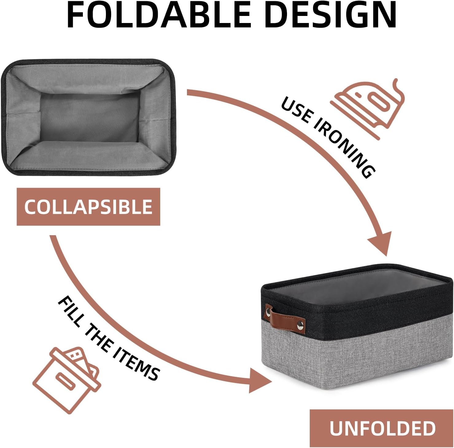 DULLEMELO Small Storage Baskets for Organizing - 11.8x7.9x5.1 inch Collapsible Storage Bins Set of