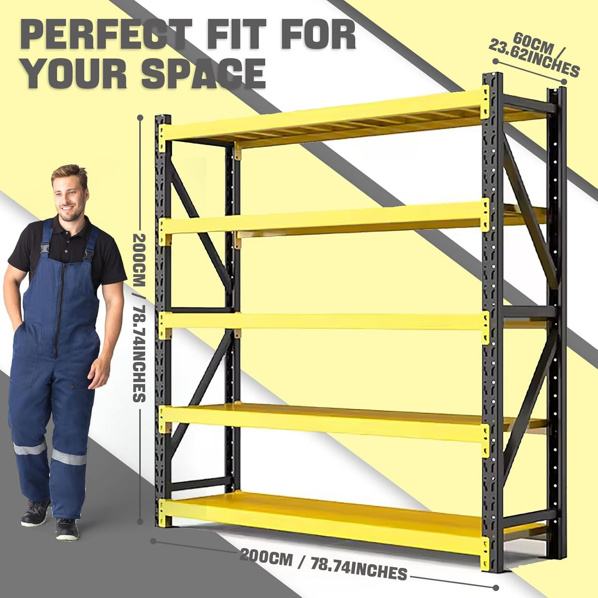 5000lbs Load Capacity,Heavy Duty 4-Tier Steel Shelving Unit, Adjustable Industrial Storage Rack for