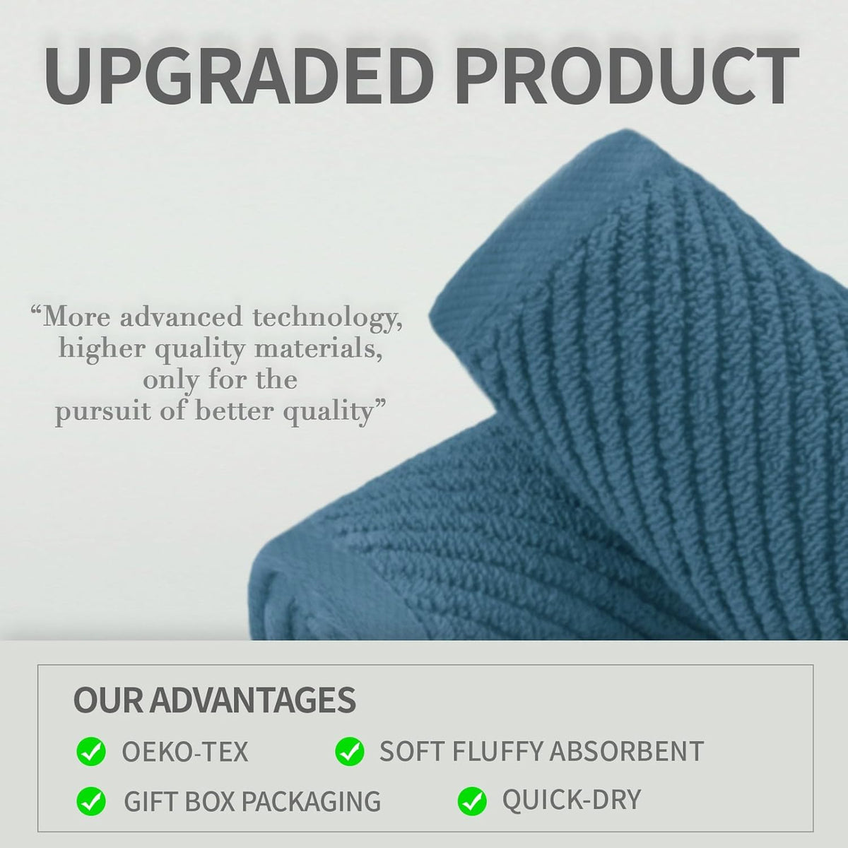 VOOVA & MOVAS Labrador Blue Towels for Bathroom, 100% Cotton | Quick Dry | Soft | Thick, 3 Piece