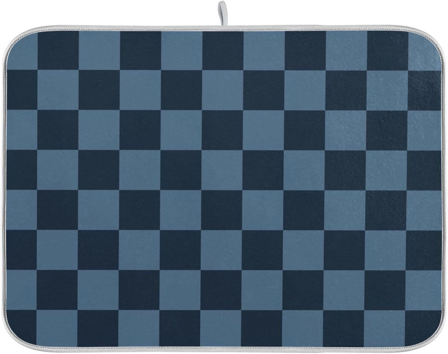 Buffalo Plaid Navy Blue Dish Drying Mat for Kitchen Countertop 16x18 Chessboard Rectangle Small