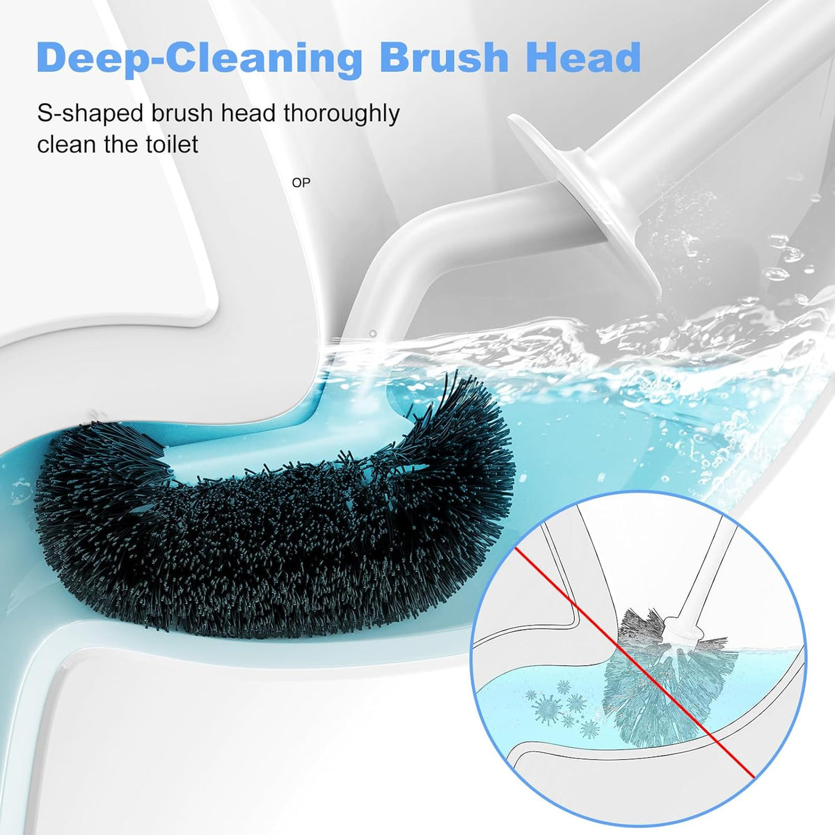 HAMITOR Toilet Bowl Brush Holder Set: Curved Design with Holder for Deep Cleaning Under Rim