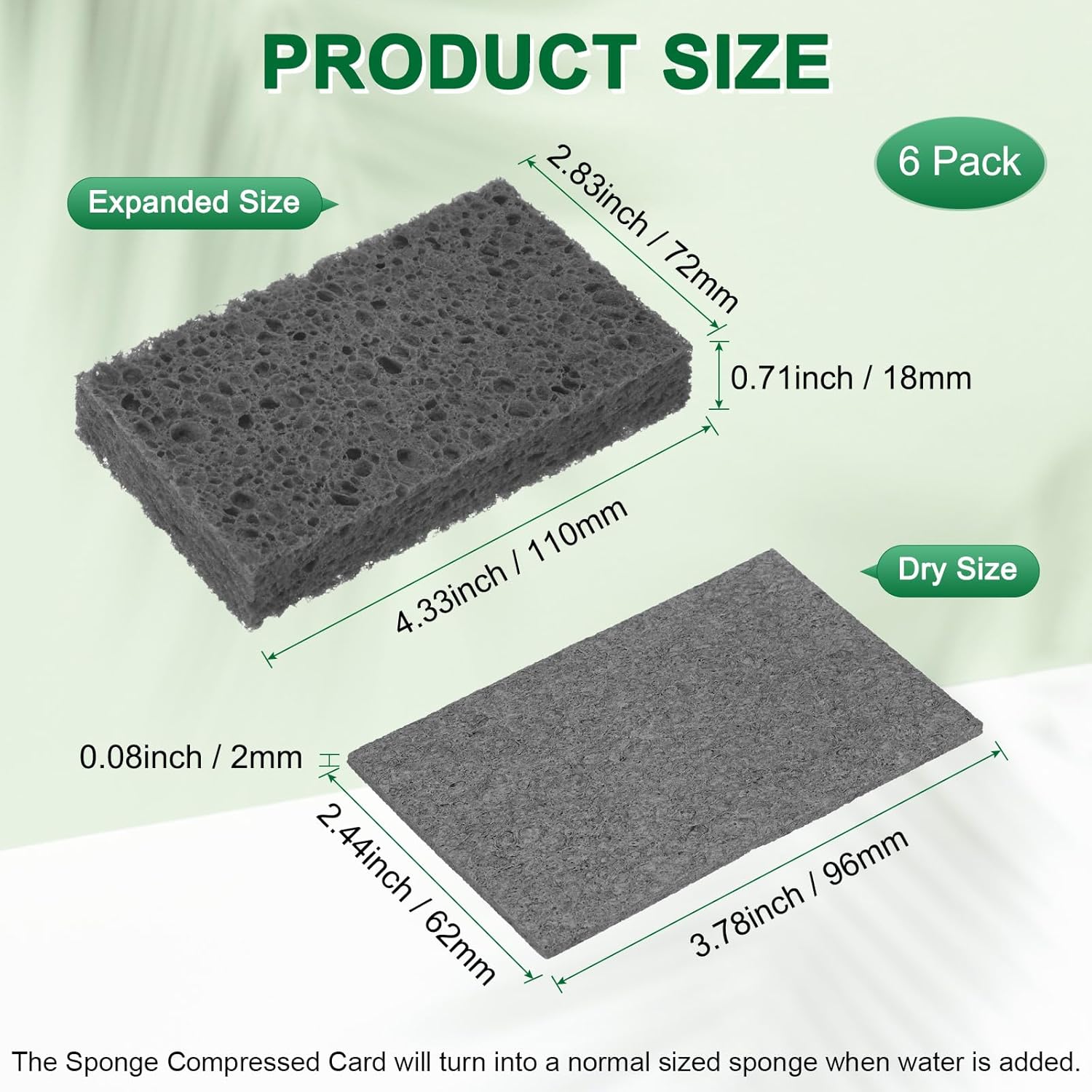 6-Pack Kitchen Sponges, Condense Eco Cellulose Non-Scratch Scrub Heavy Sponge for