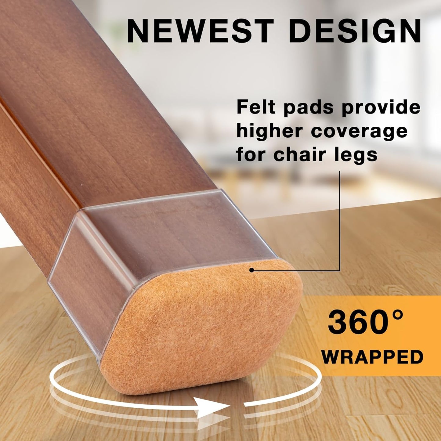 24 Pcs Rectangle Chair Leg Floor Protectors, Silicone Chair Leg Protectors for Hardwood Floors
