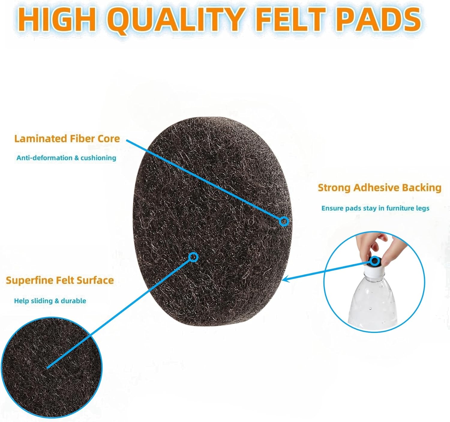 Felt Furniture Pads for Hardwood Floors 129 Piece, Furnigear Anti Scratches Felt Pads for Round