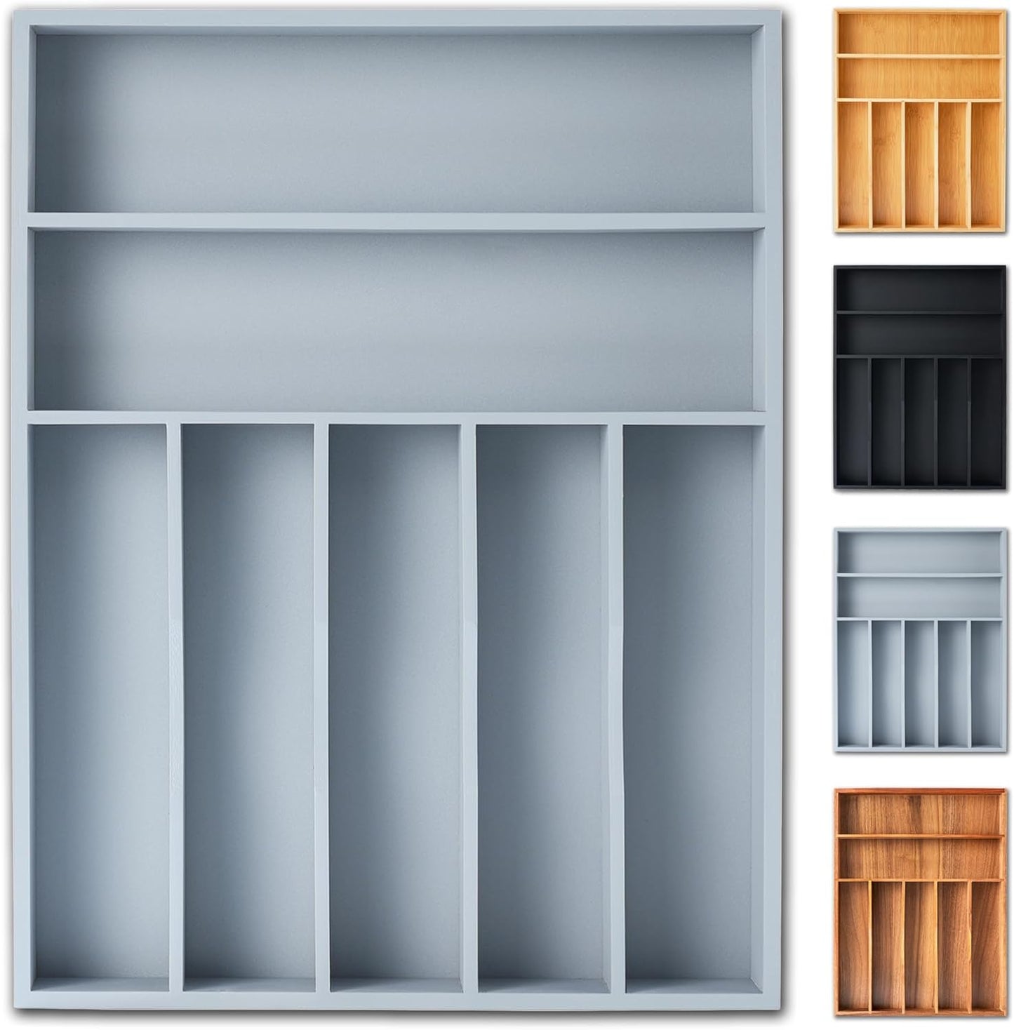 Silverware Organizer, 12.5 Inch Utensil Organizer Kitchen Drawer Organizer Bamboo Silverware Holder
