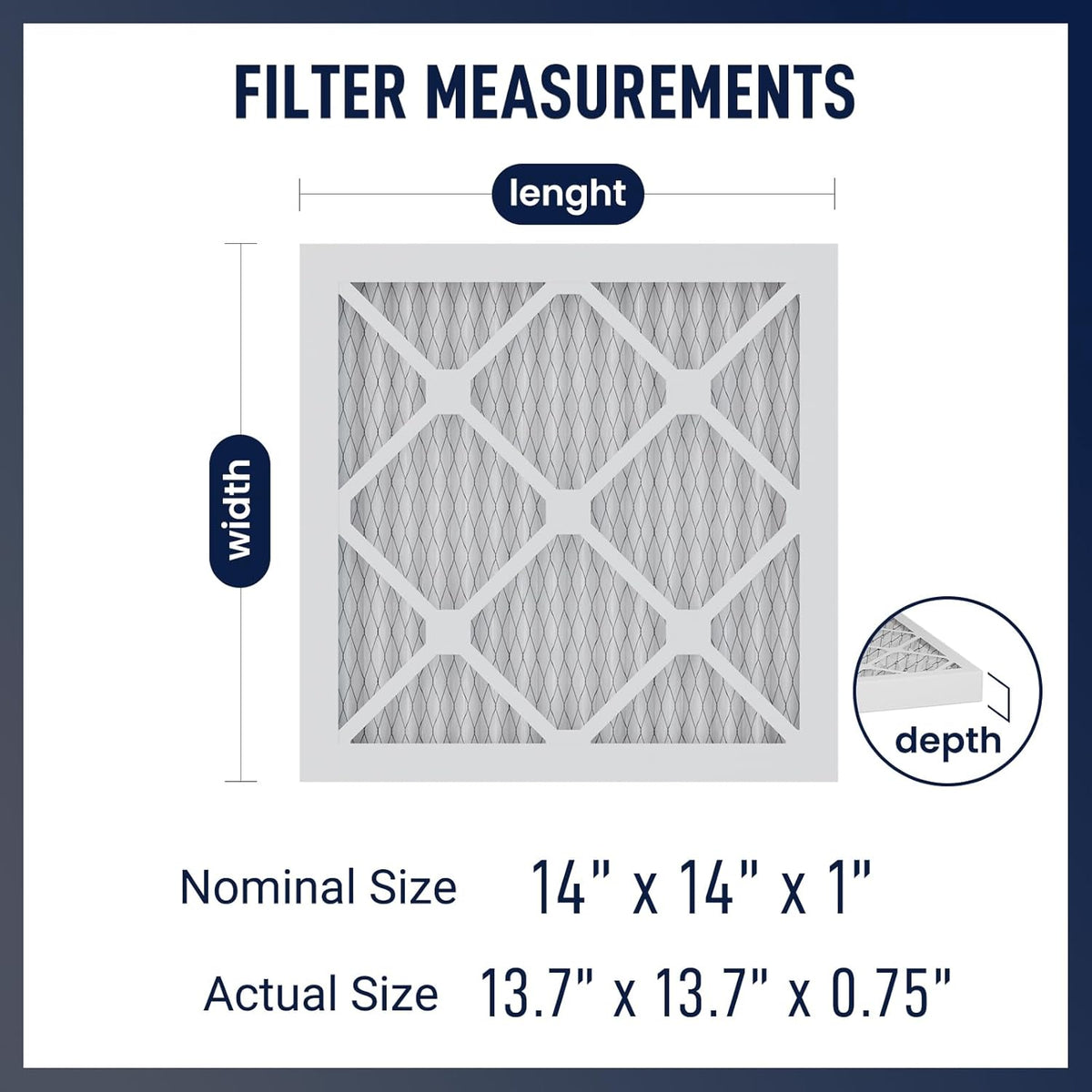 14x14x1 MERV 8 Air Filters 6-Pack, Actual Size 13.7" x 13.7" x 0.75" – Compatible with HVAC, Air