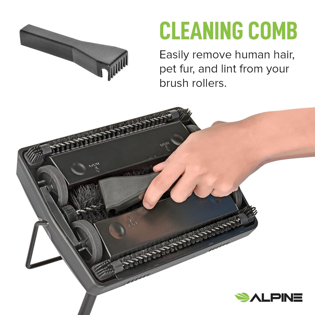 Alpine Manual Carpet Sweeper Triple Brush – Cordless Non Electric Multi-Surface Floor Brush