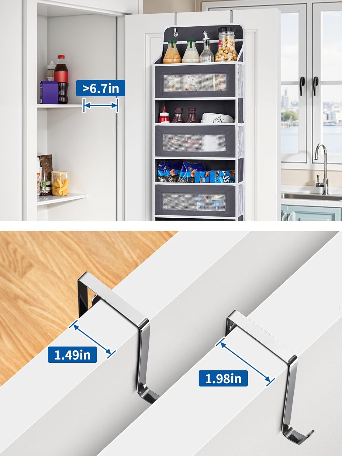 JARLINK 2 Pack Over The Door Organizer, 5 Shelf Door Hanging Organizer with 5 Large Pockets, 44 lbs