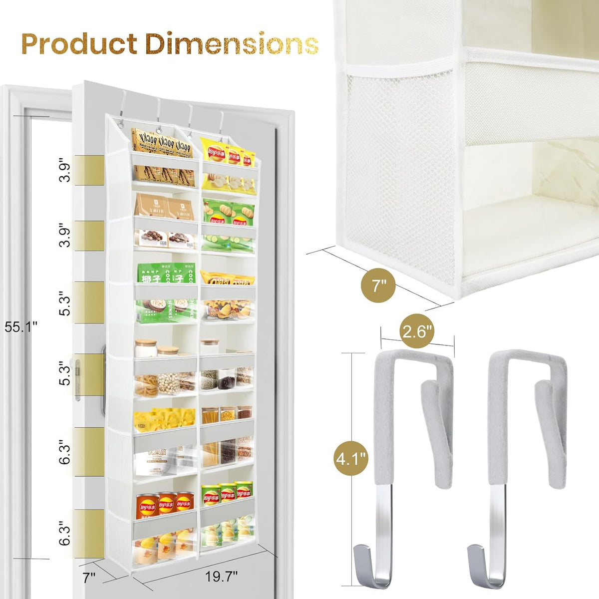 HOMELUX THEORY Heavy Duty Over the Door Organizer - Extra Wide Clear Closet Organizers And Storage
