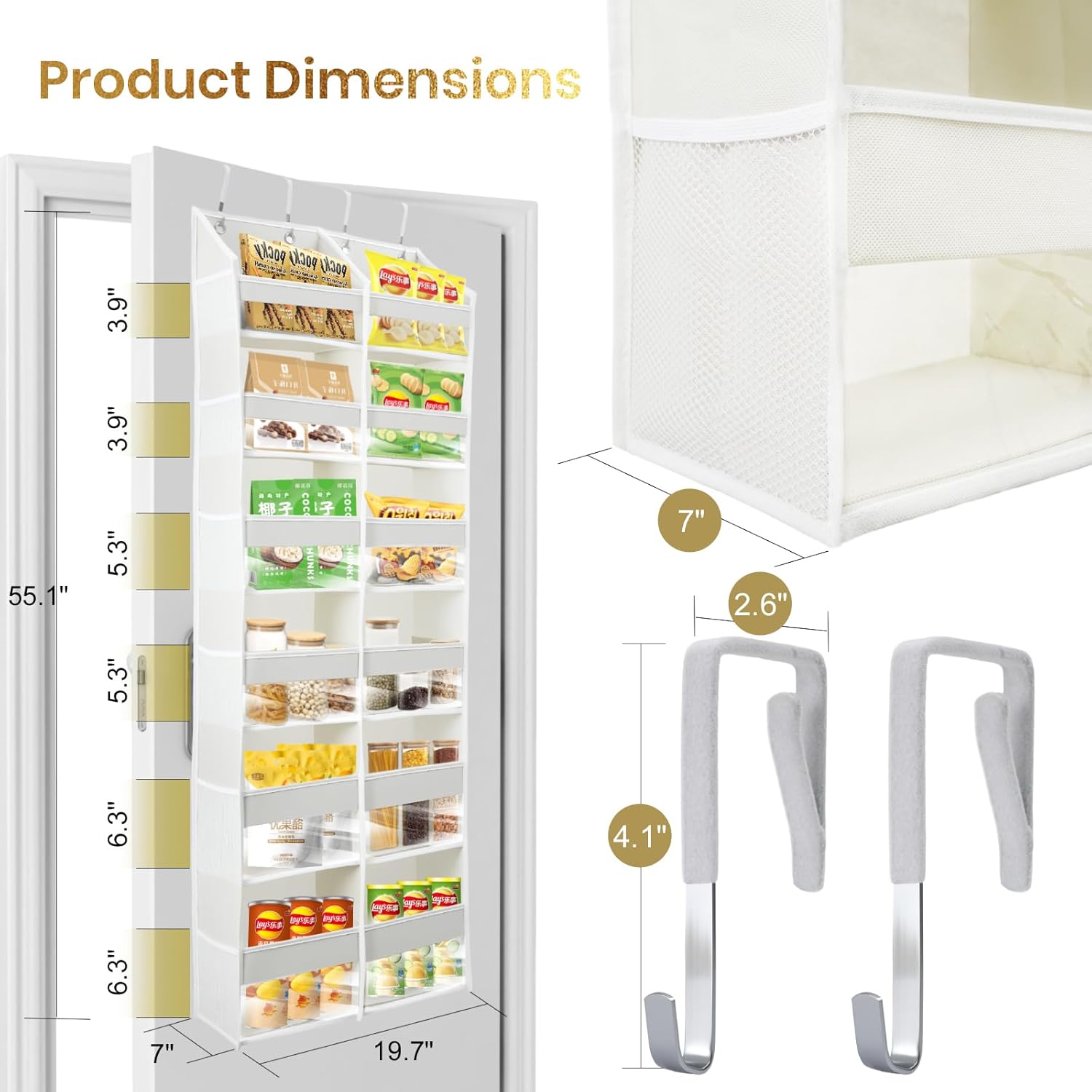 HOMELUX THEORY Heavy Duty Over the Door Organizer - Extra Wide Closet Organizers And Storage