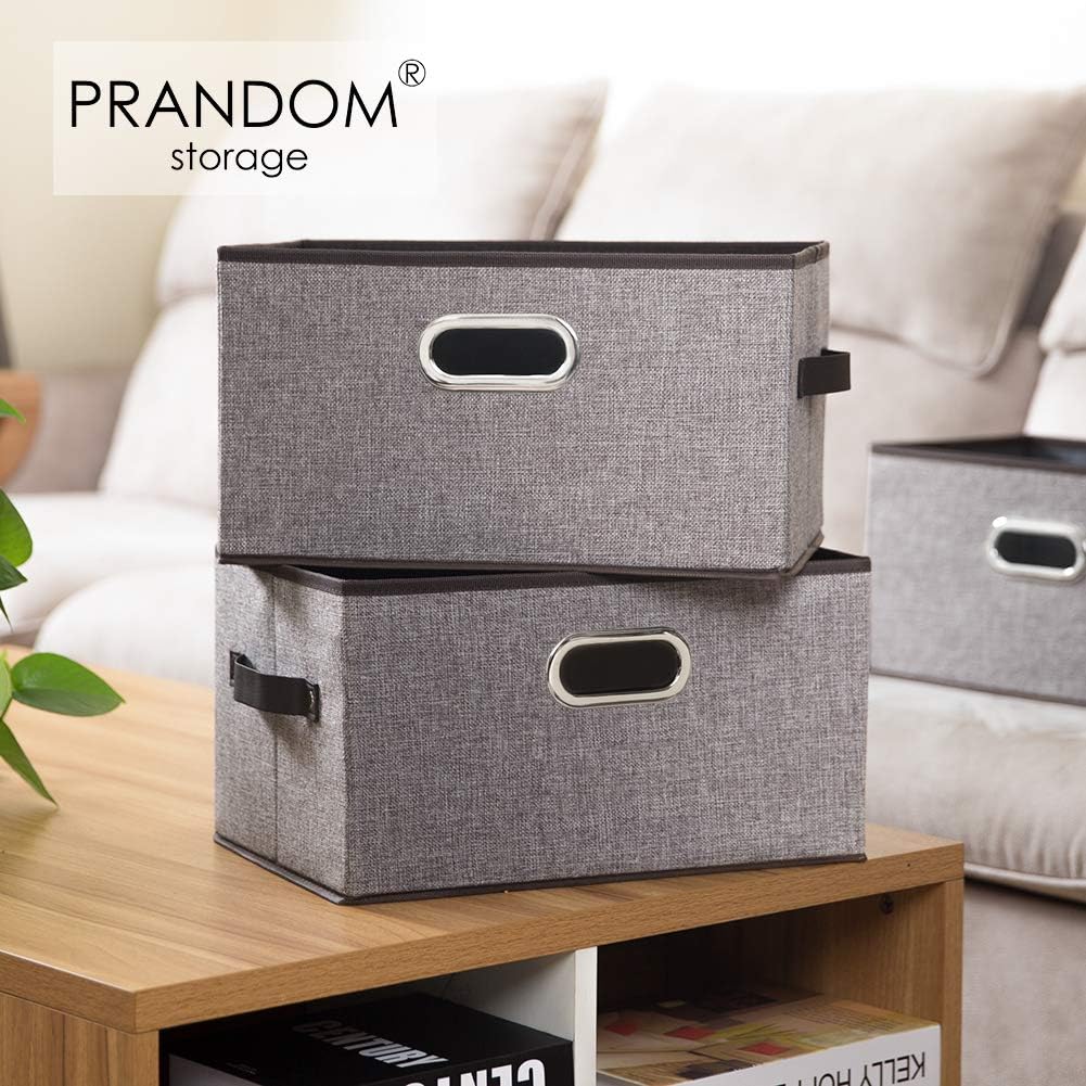 PRANDOM Large Collapsible Storage Baskets for Closet [5-pack] Decorative Fabric Storage Bins Cubes