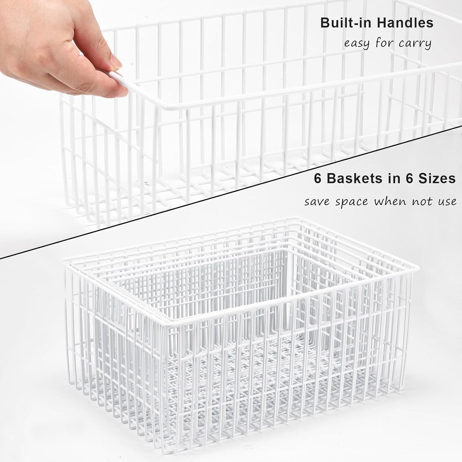 Orgneas Freezer Organizer Bins, Vertical Sides Wire Freezer Baskets for Upright Freezer, Chest