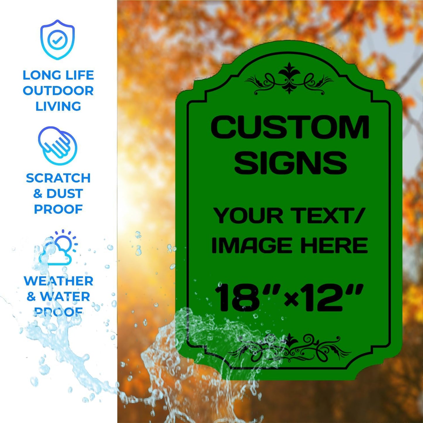 Personalized Aluminum Metal Signs - Weatherproof, Custom Text & Picture, Multiple Sizes - Hazard