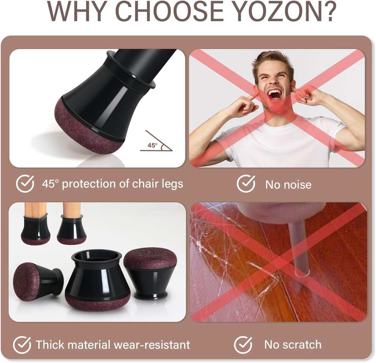 Chair Leg Floor Protectors for Hardwood Floors Felt Furniture Pads Silicone Caps Anti-Scratch