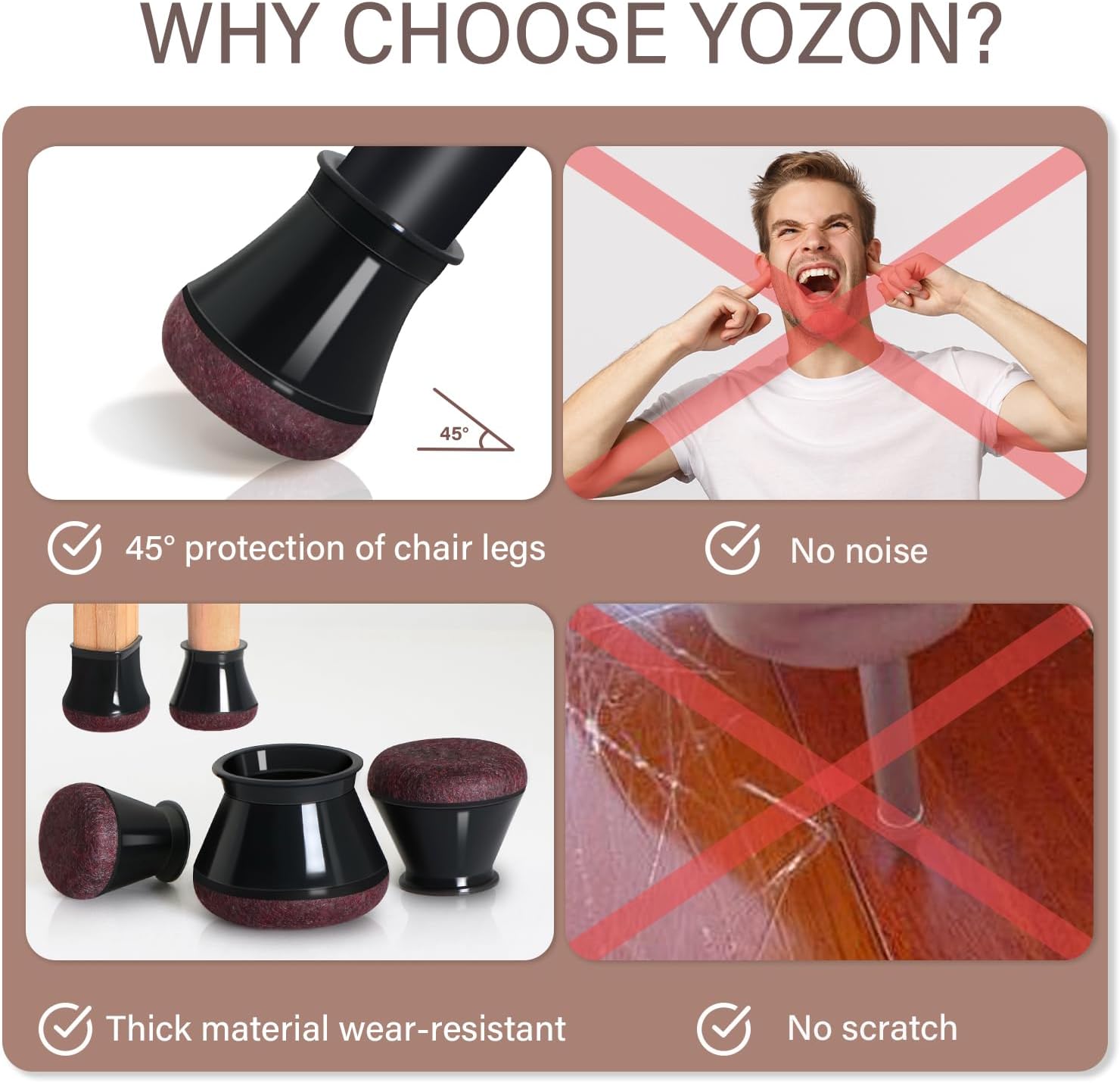 Chair Leg Floor Protectors Chair Leg Protectors for Hardwood Floors Felt Silicone Caps Strengthen