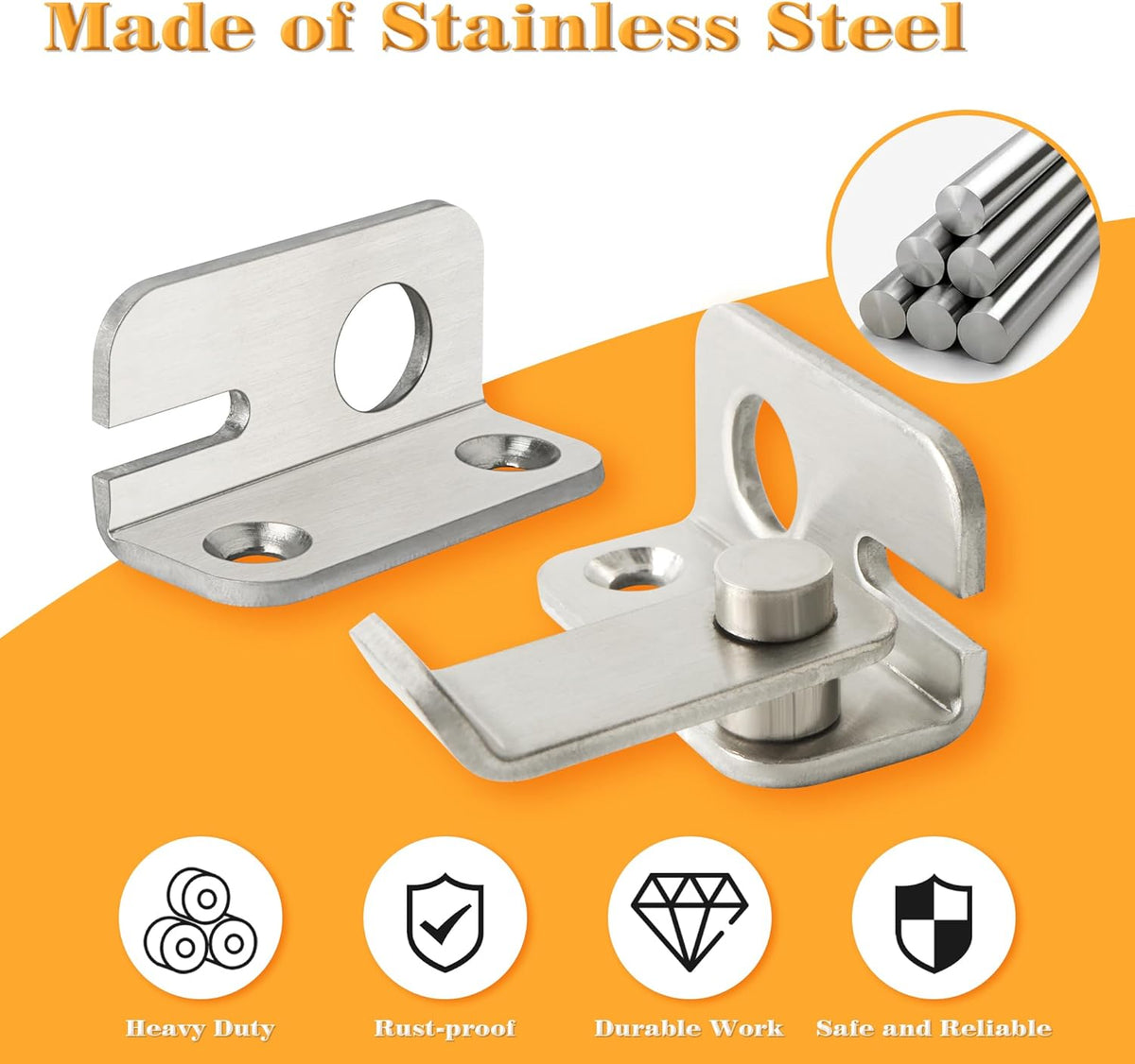 Alise Flip Latch Gate Latches Slide Bolt Latch Safety Door Lock Catch for Barn Cabinet Pet Cage