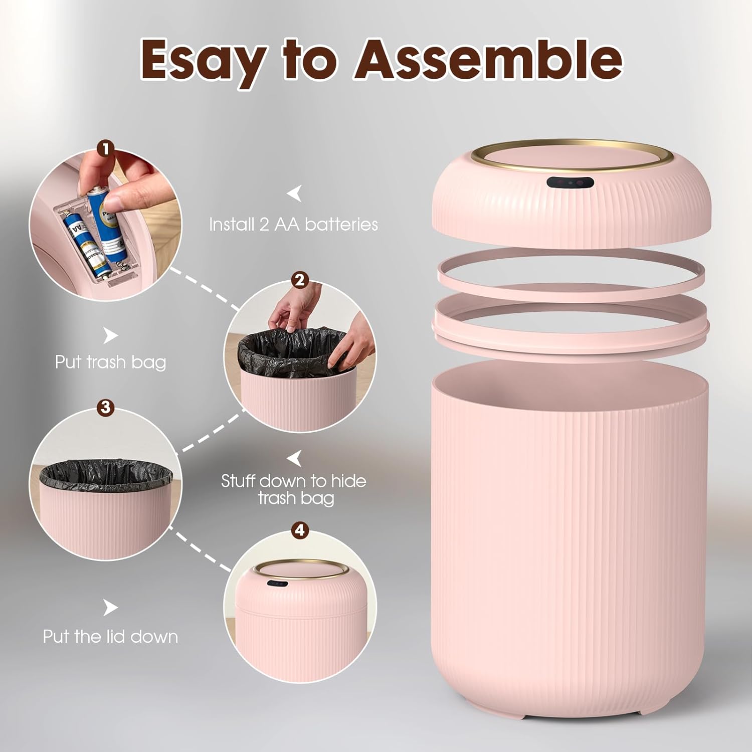Procade Automatic Motion Sensor Bathroom Trash Can with Lid, 3 Gallon Touchless Trash Bin, Smart