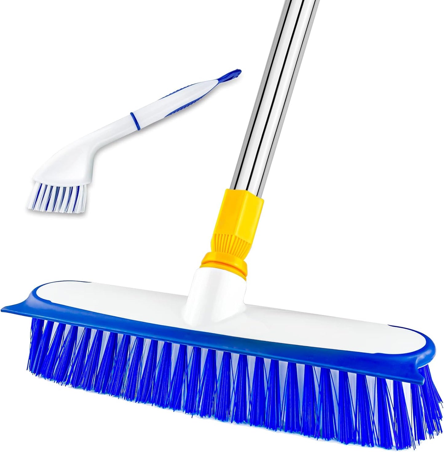 ITTAHO Floor Scrub Brush - 2 in 1 Deck Scrub Brush with Long Handle for Tile, Deck, Patio, Marble