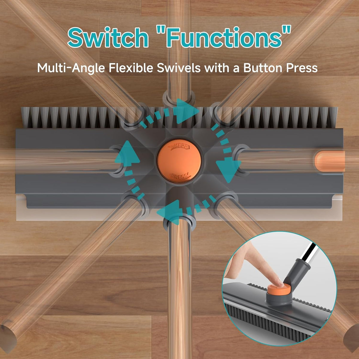 Floor Scrub Brush with Long Handle Length Adjustable, 3 in 1 Heavy-Duty Stiff 90° Bristle Floor