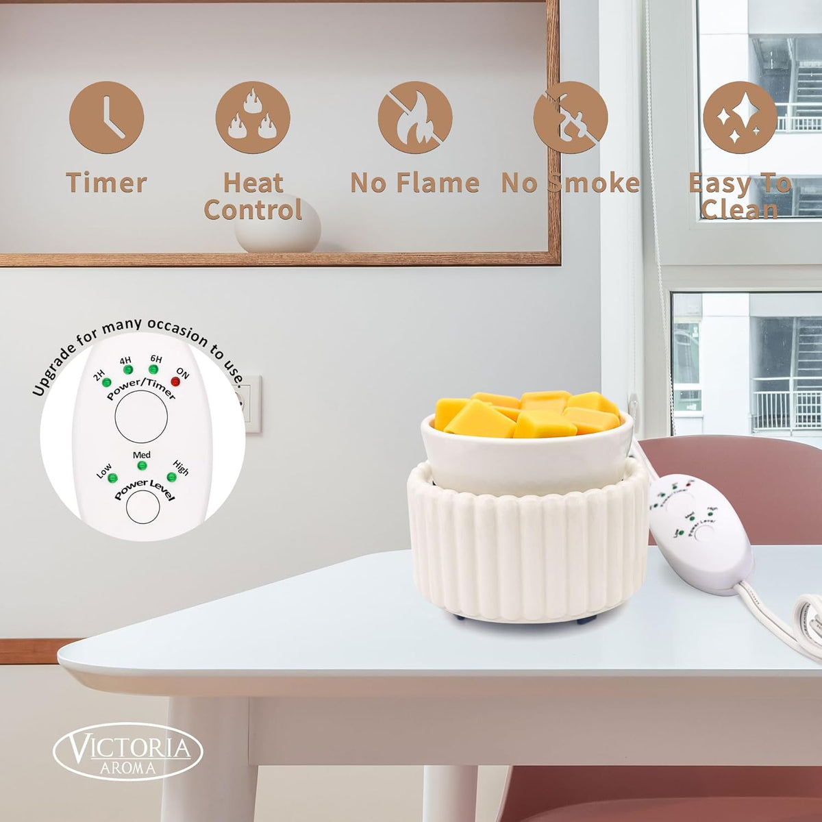 Ceramic Wax Melt Warmer with Timer Candle Warmer for Scented Wax Electric Fragrance Burner for