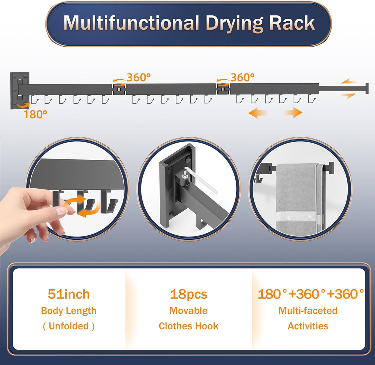 Clothes Drying Rack,Laundry Drying Rack Wall Mount, Space Saver Clothes