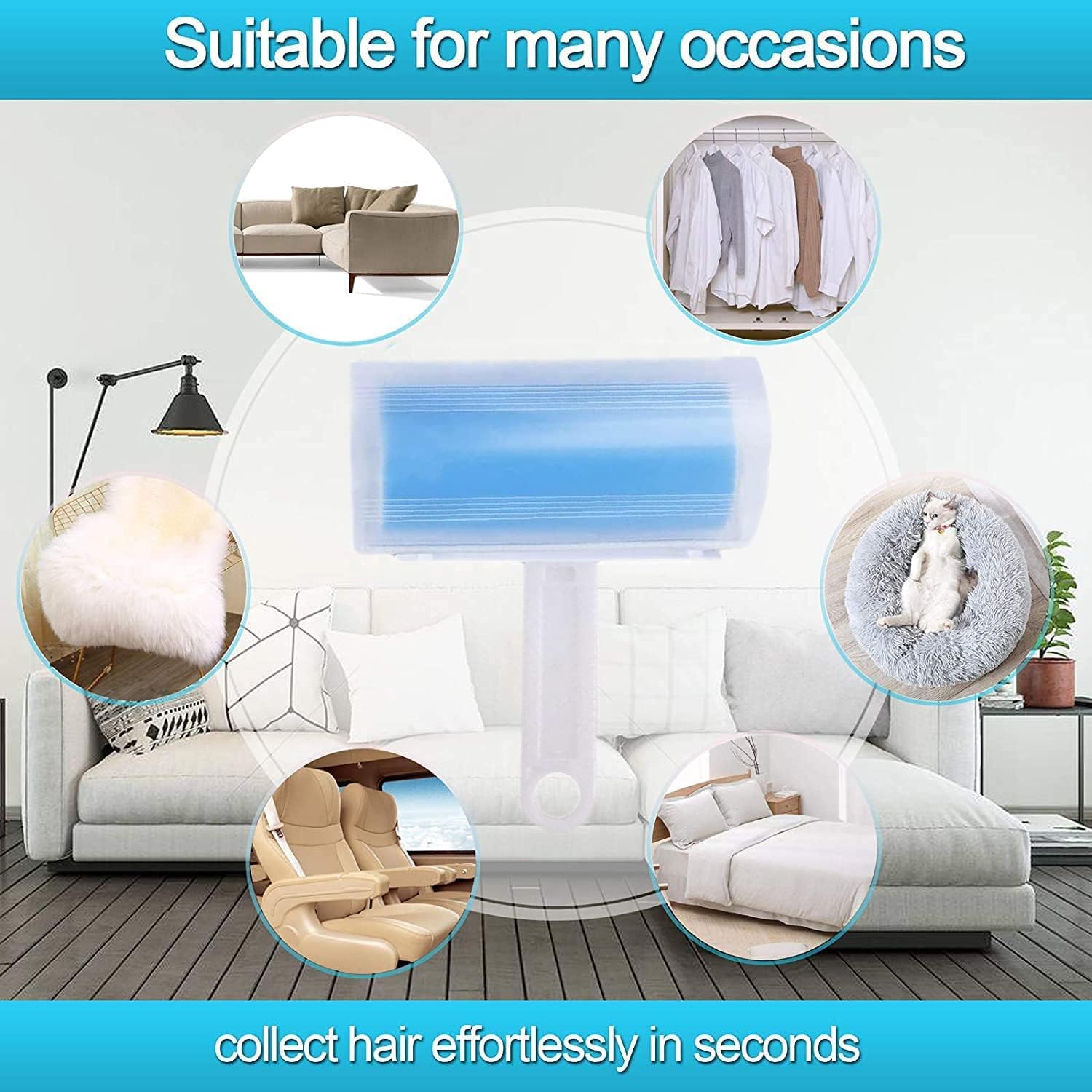 Travel Lint Roller 3 Pack, Washable Lint Roller Reusable Compact Pet Hair Remover Cleaner with