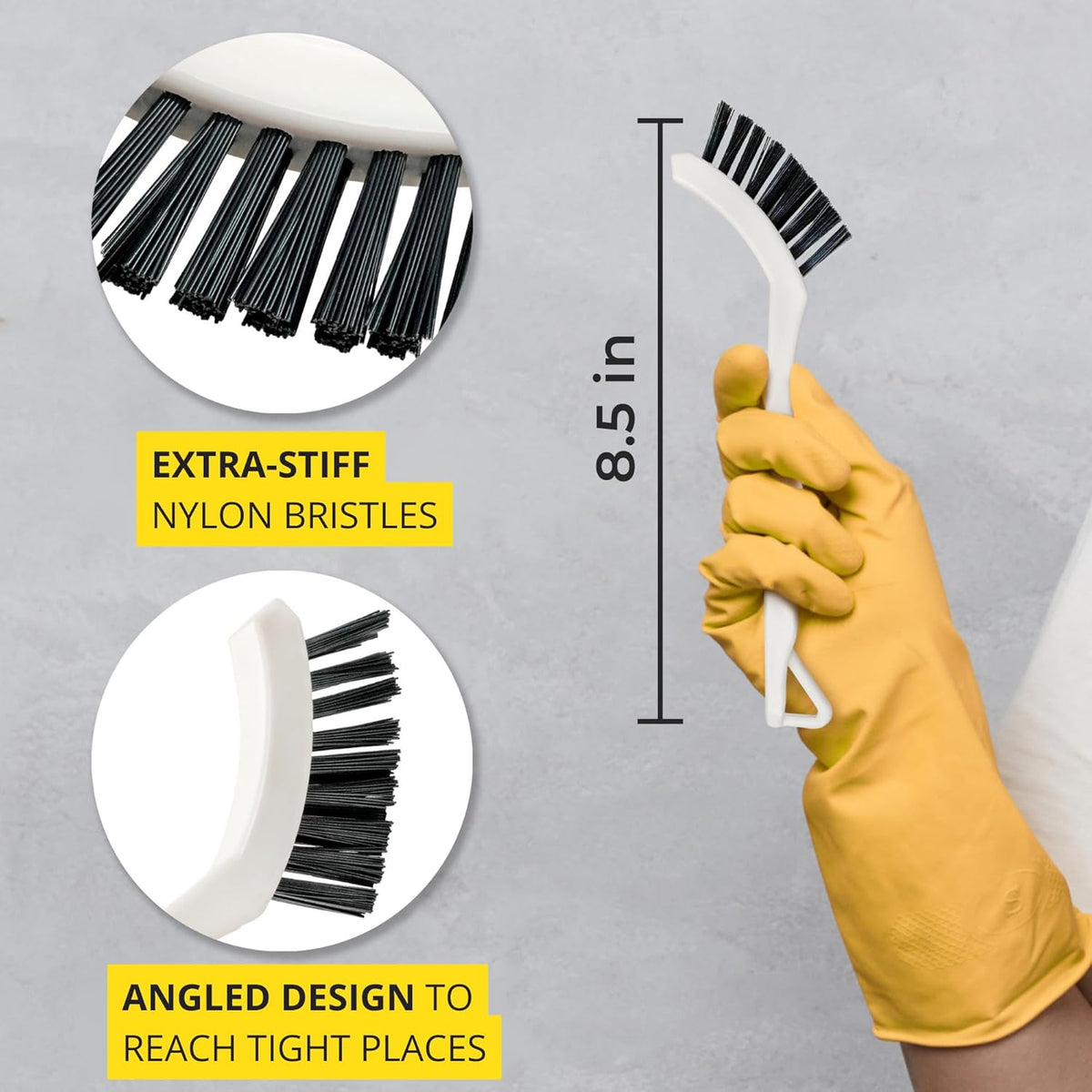 6-Pack Grout Cleaner Brush Scrub Set - Stiff Bristle Scrubbing & Detail Cleaning Brushes for
