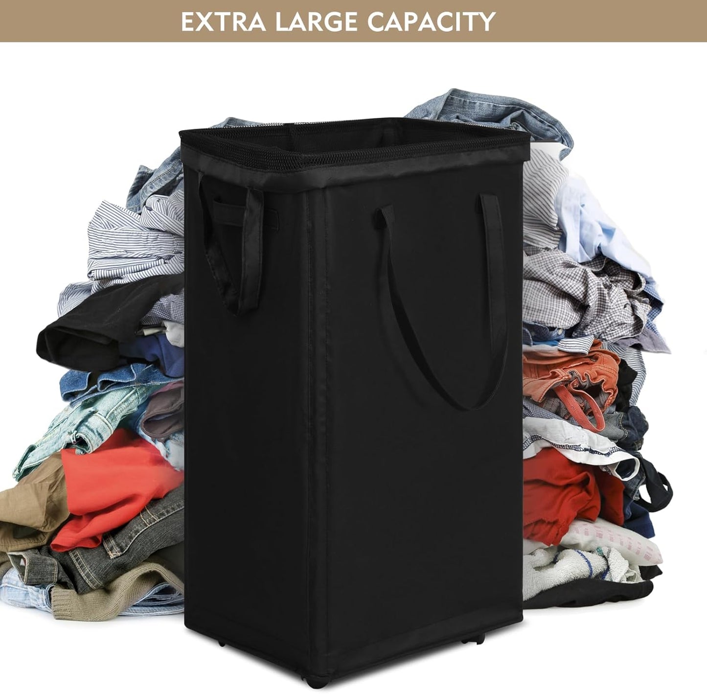 DOKEHOM 90L X-Large Laundry Basket with Removable Wash Bag on Wheels, Collapsible Rolling Laundry