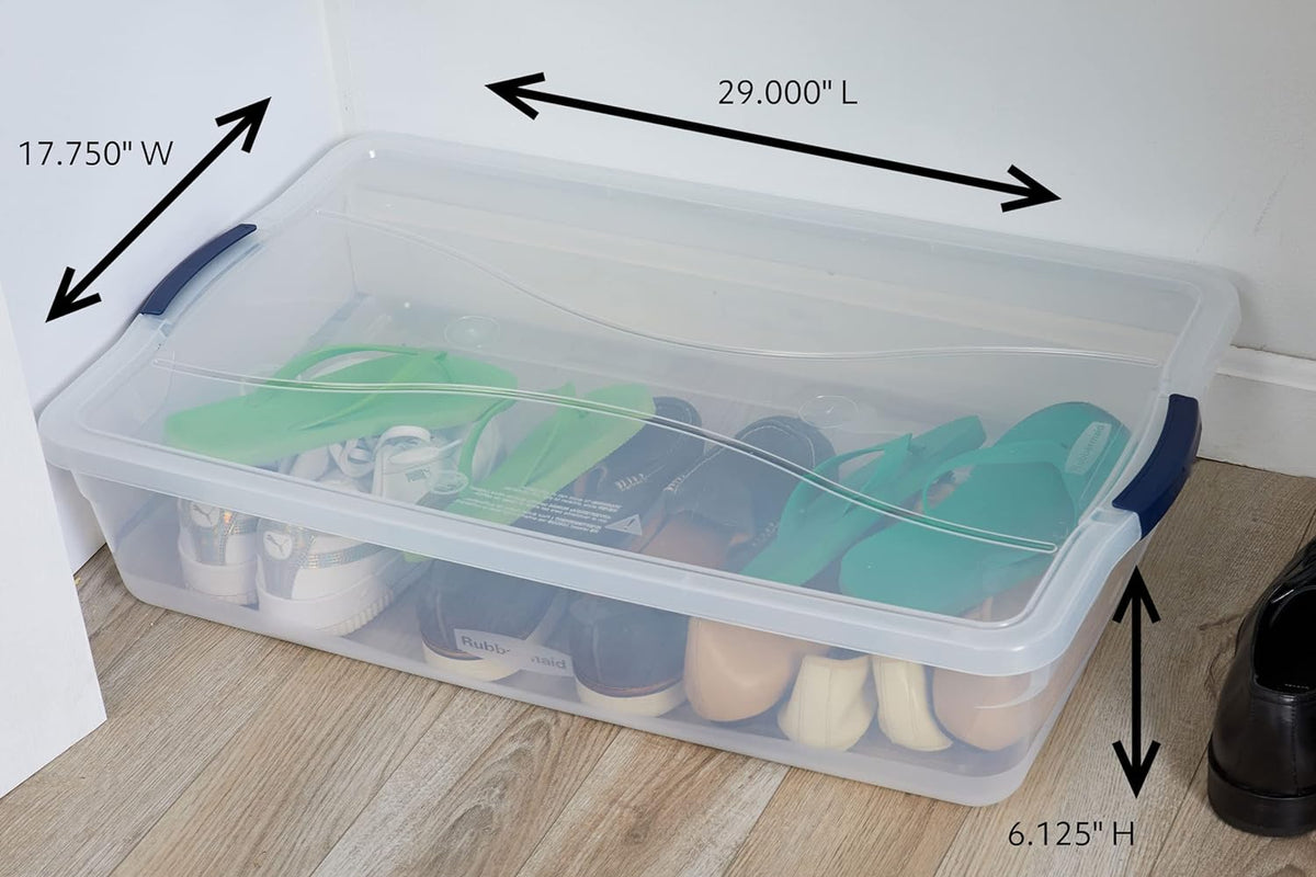 Rubbermaid Cleverstore 42 Quart Stackable Plastic Storage Bin with Lids for Garage, Closet, and