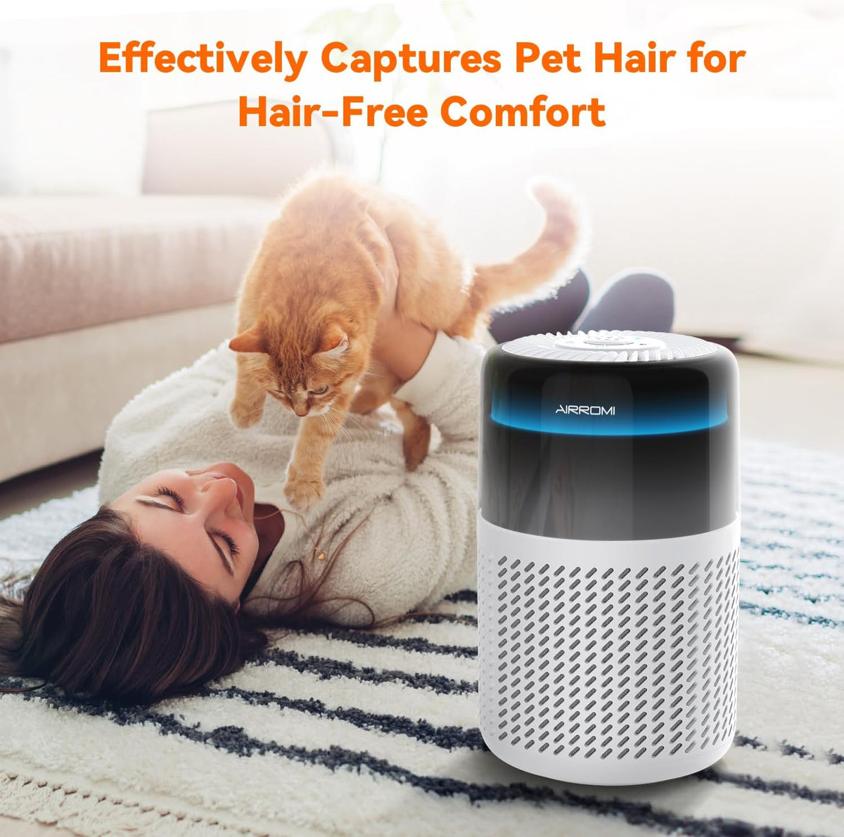 AIRROMI Air Purifier for Bedroom Home,HEPA Filter,Covers Upto 549 Ft²,Quiet 360°intake Air Cleaner