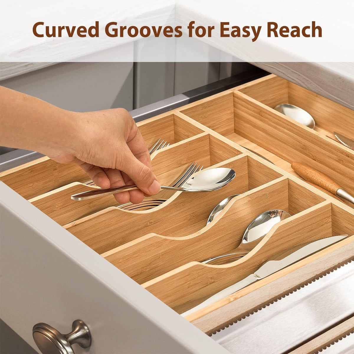 Umilife Kitchen Drawer Organizer, 12.5 Inch Silverware Utensil Tray Holder, Extra Deep, with