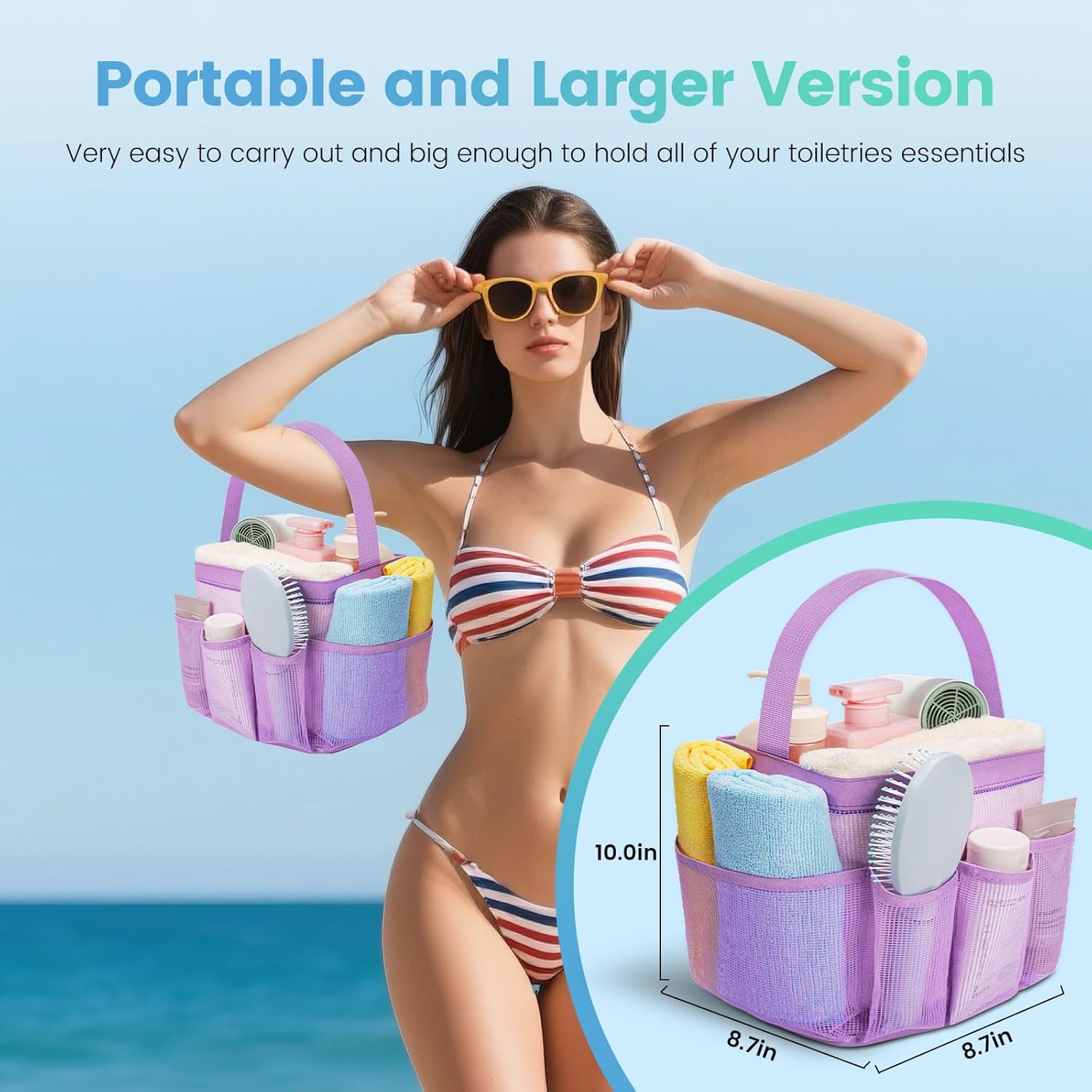 Camping Essentials Shower Caddy Portable for College Dorm Room Essentials for Girls with 9