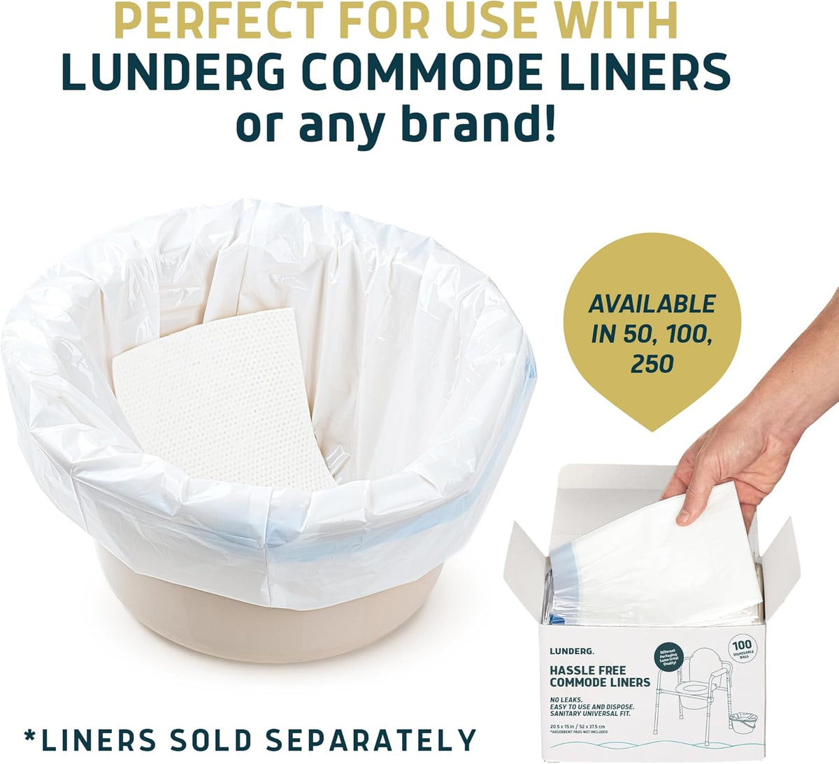 Lunderg Jasmine Scented Super Absorbent Commode Pads - Medical Grade Value Pack 250 Count - for