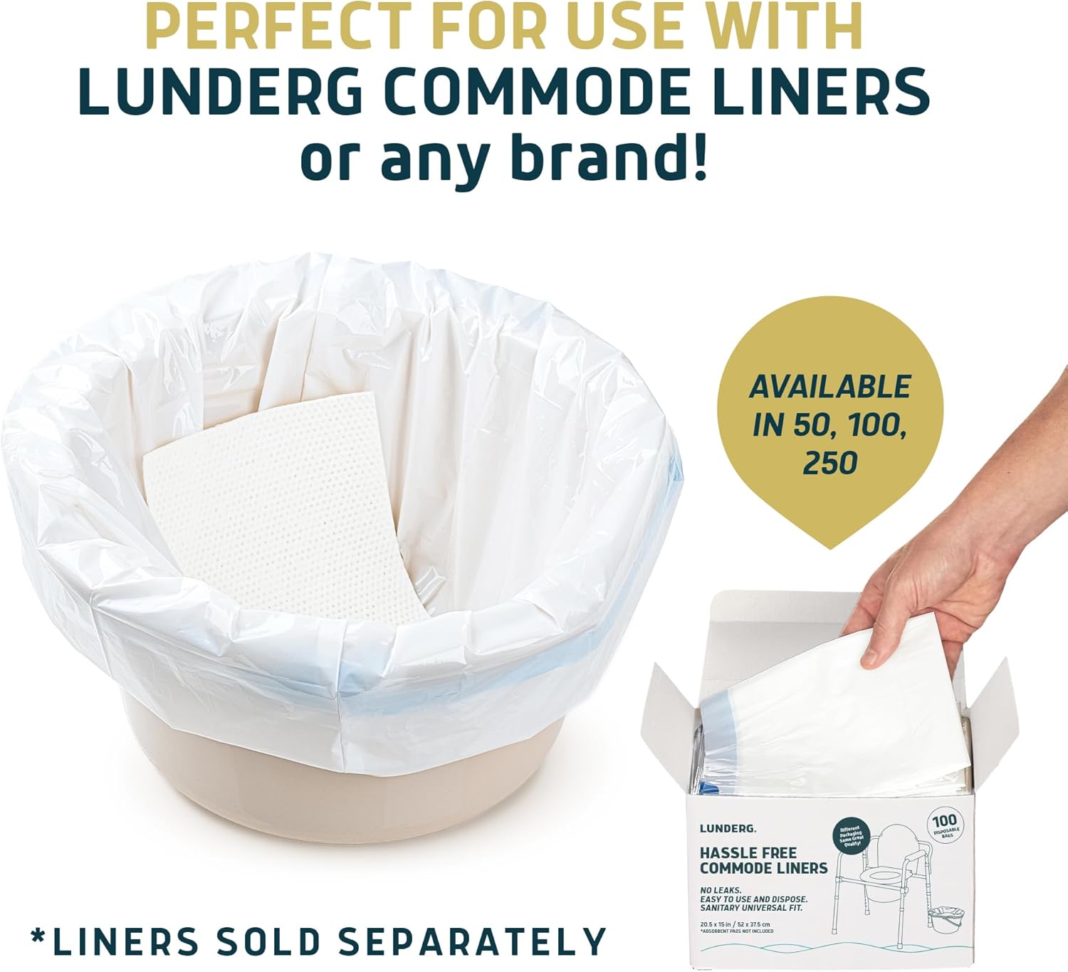 Lunderg Jasmine Scented Super Absorbent Commode Pads - Medical Grade Value Pack 100 Count - for