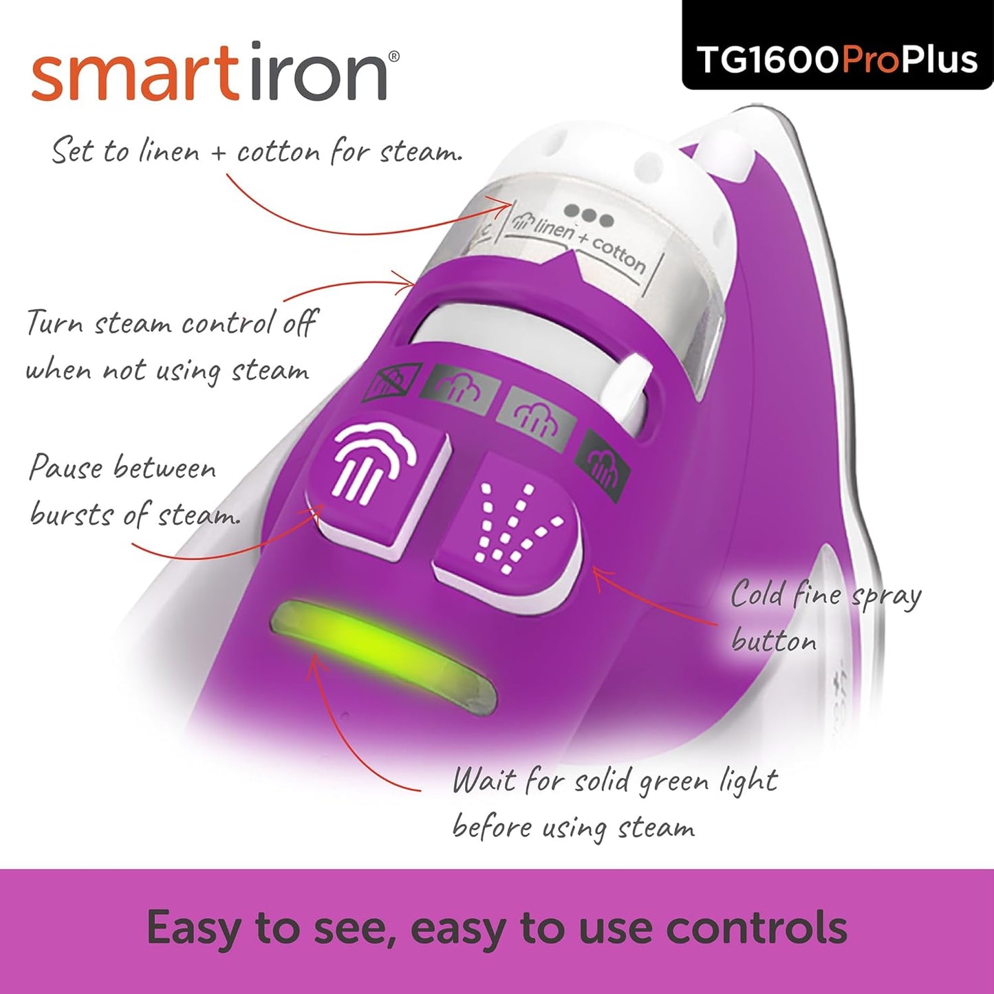 oliso TG1600 ProPlus Smart Iron with Auto-Lift – 1800 Watt Steam Iron for Clothes, Sewing, Quilting