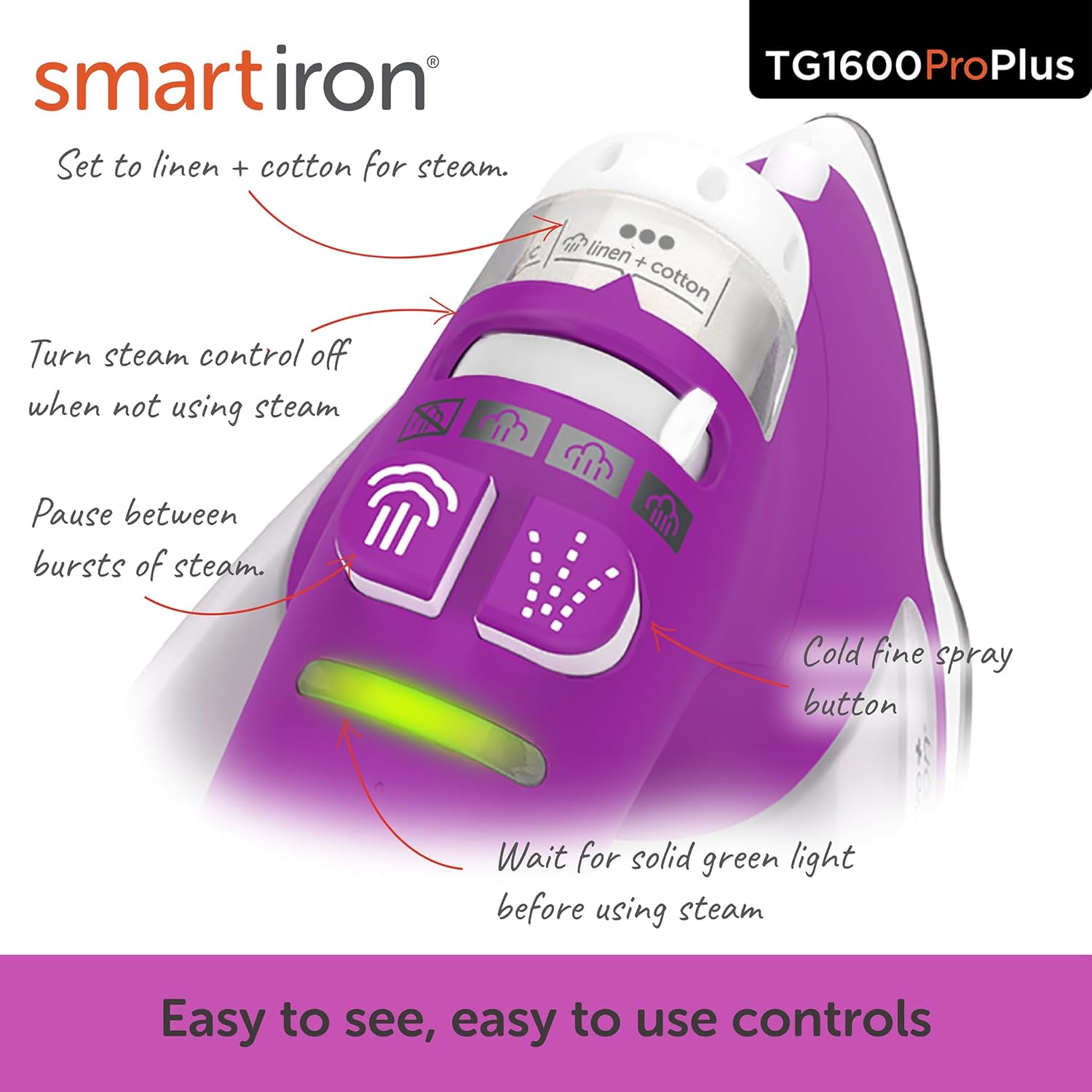 oliso TG1600 ProPlus Smart Iron with Auto-Lift – 1800 Watt Steam Iron for Clothes, Sewing, Quilting