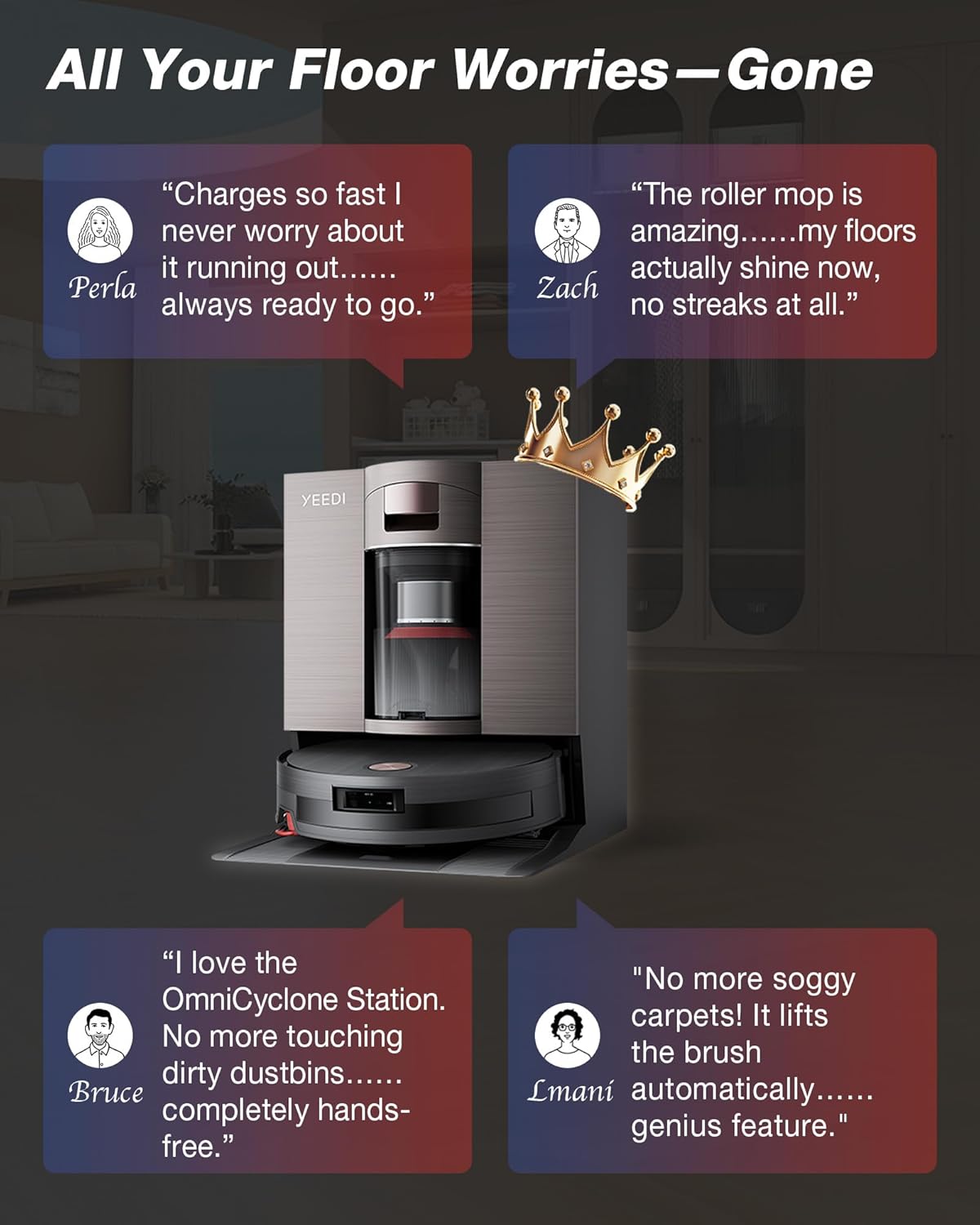 Yeedi S20 Infinity Robot Vacuum&Mop with 19,500Pa Blast Suction, PowerBoost Charging, OZMO Roller