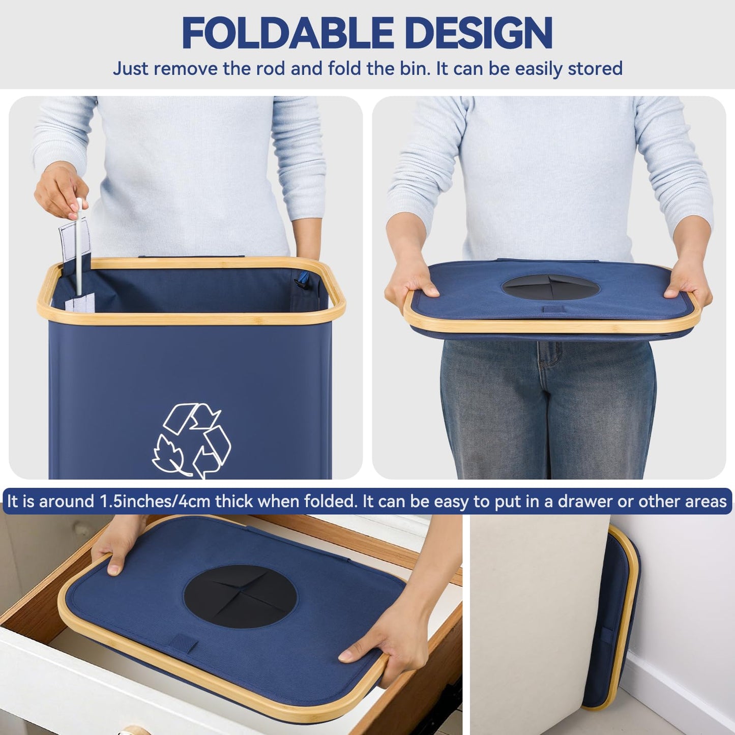 CFGUK Recycling Bin for Kitchen, 26 Gallon 100L Indoor Home Recycle Bin with Lid and 2 Removeable