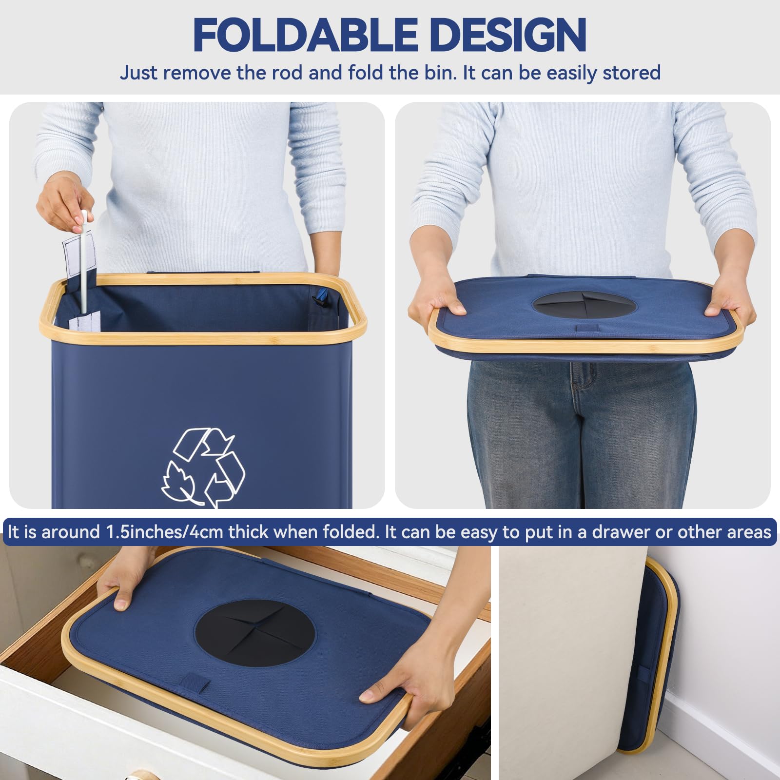 CFGUK Recycling Bin for Kitchen, 26 Gallon 100L Indoor Home Recycle Bin with Lid and 2 Removeable