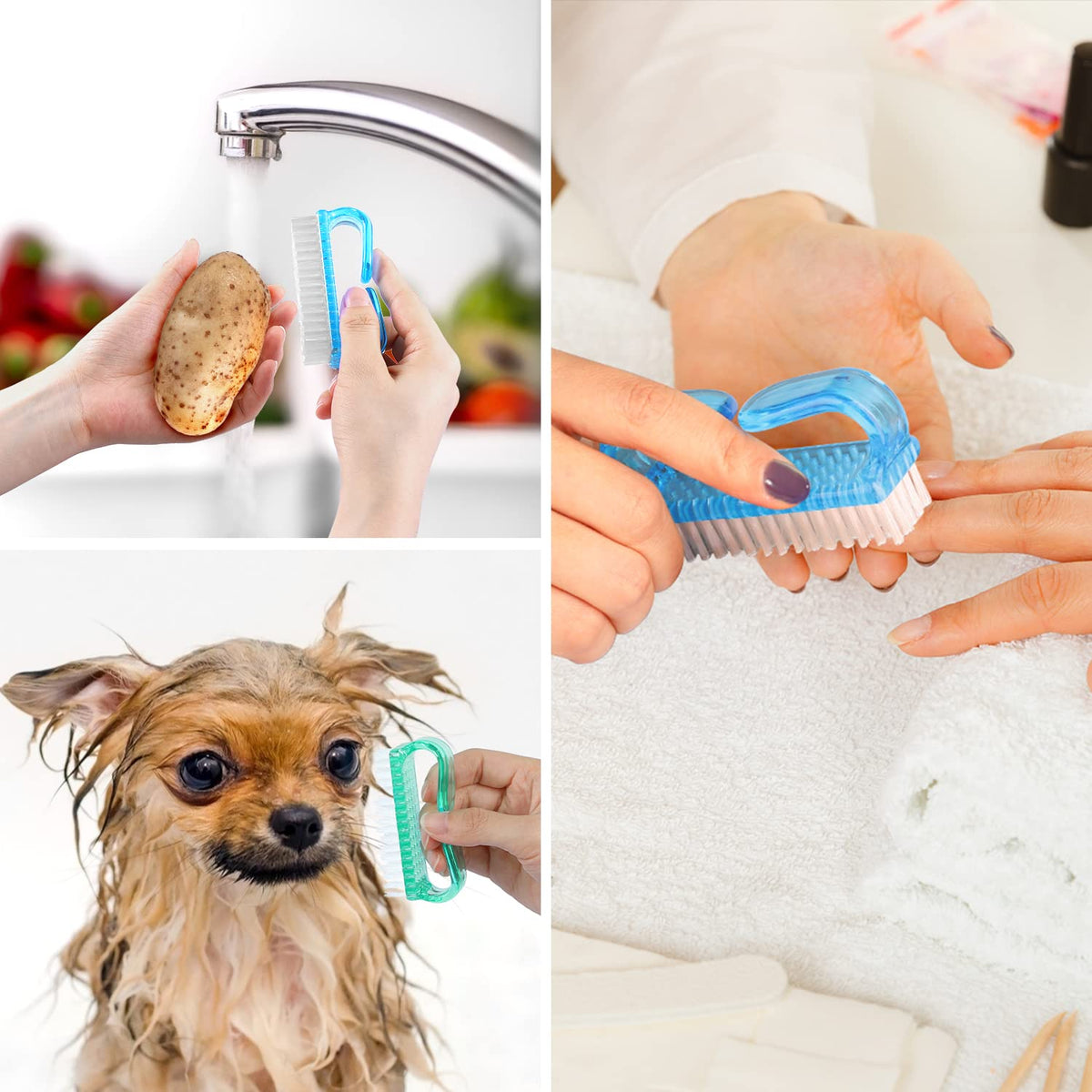 Handle Grip Nail Brush, Hand Fingernail Brush Cleaner Scrubbing Kit Pedicure for Toes and Nails Men