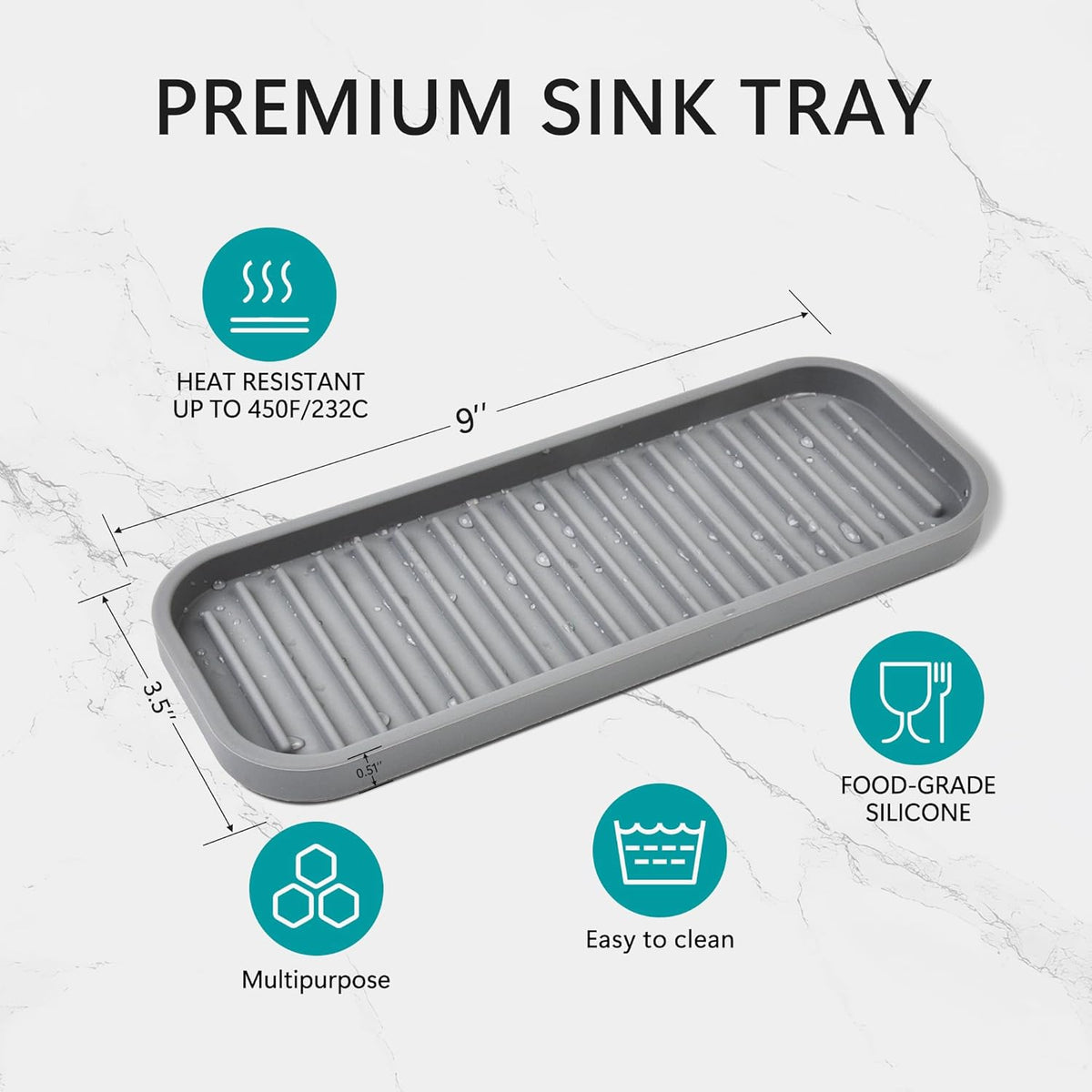 Mofason Silicone Soap Tray, Bathroom Kitchen Finishing Tray, Kitchen Sink with Soap Rack, Sponge