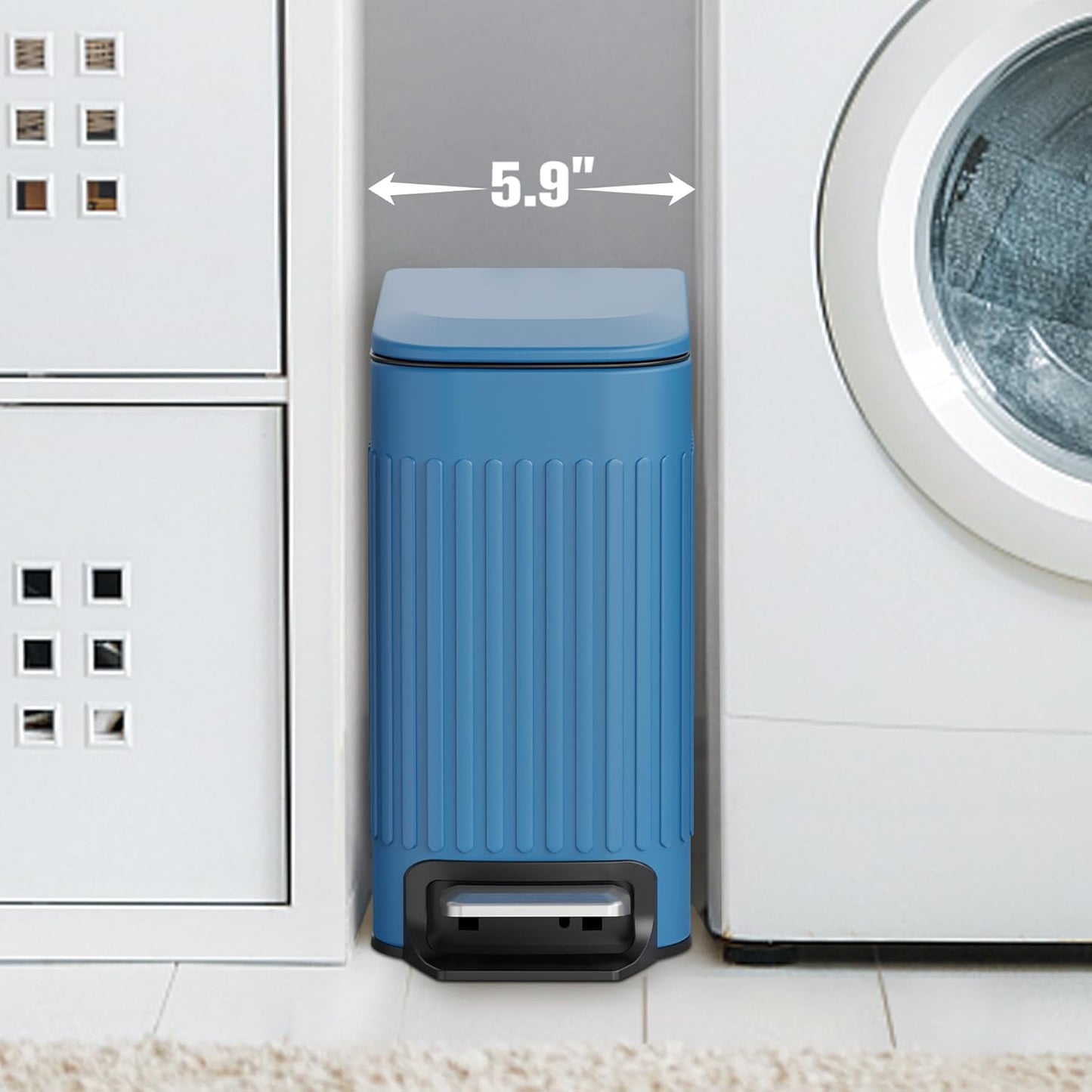 TrashAid Slim Bathroom Trash Can with Lid Soft Close, 6 Liter/1.6 Gallon Stainless Steel Small