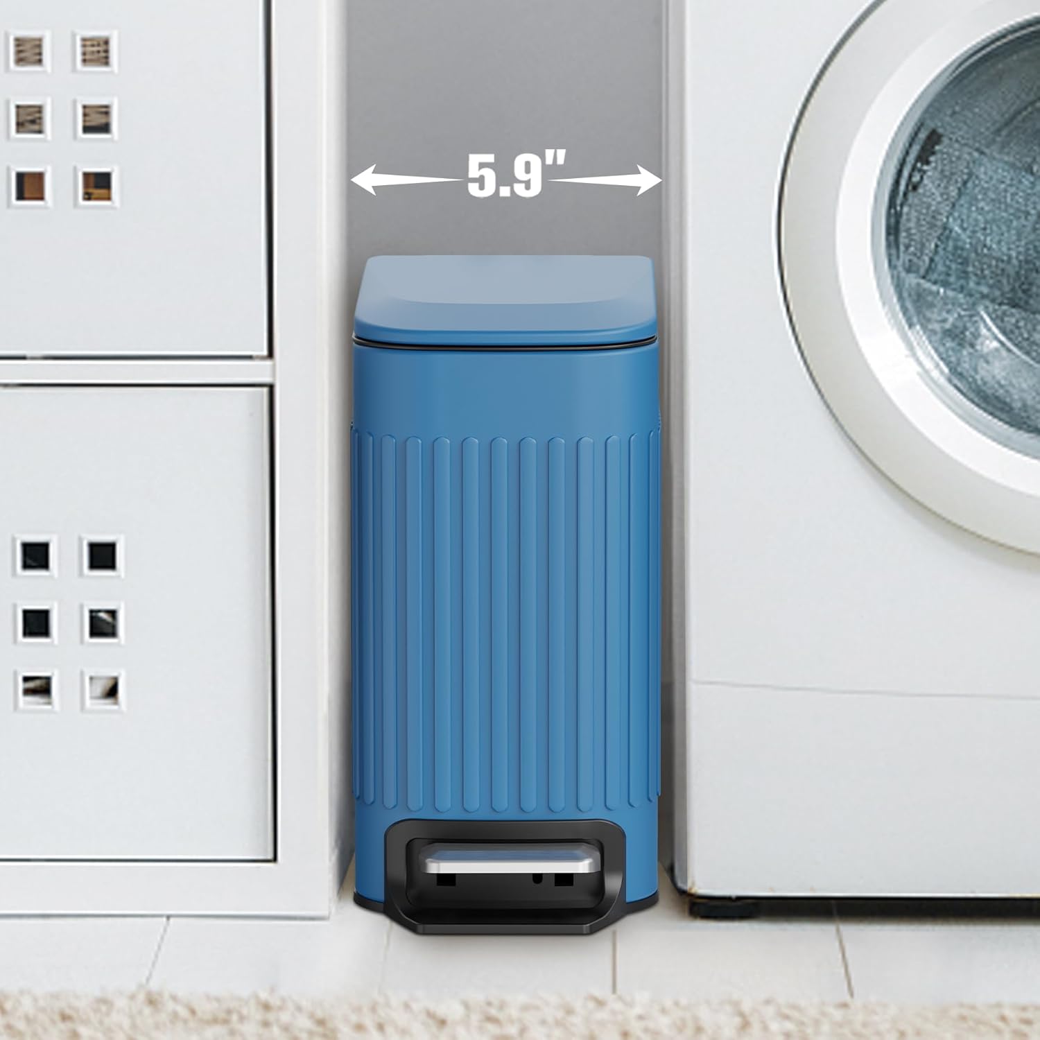 TrashAid Slim Bathroom Trash Can with Lid Soft Close, 6 Liter/1.6 Gallon Stainless Steel Small