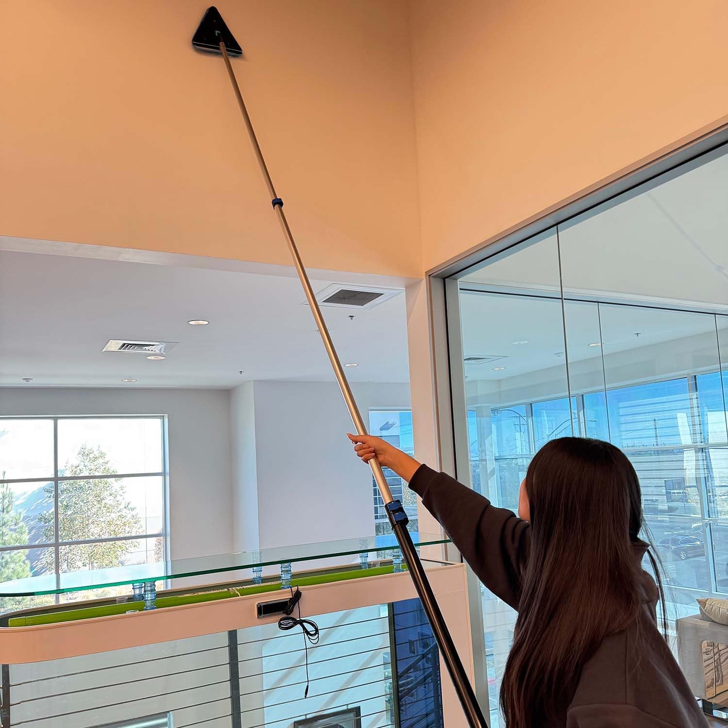 20 Feet High Ceilings Baseboard Wall Cleaner Mop with 12 Ft Extension Pole, Cobweb Duster, Window