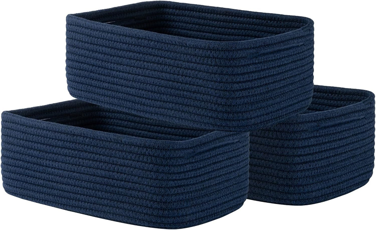 Small Woven Basket, 12 x 8 x 4.5 Inches, Storage Basket for Organizing, Cute Small Rope Shelf